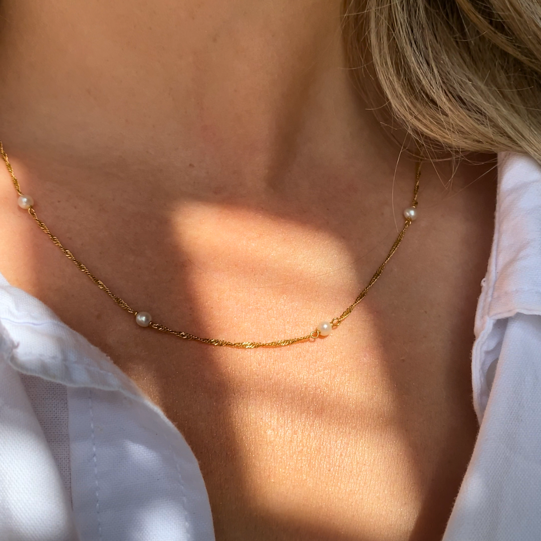 Singapore Parel Schakel | 14k Ketting 45 cm