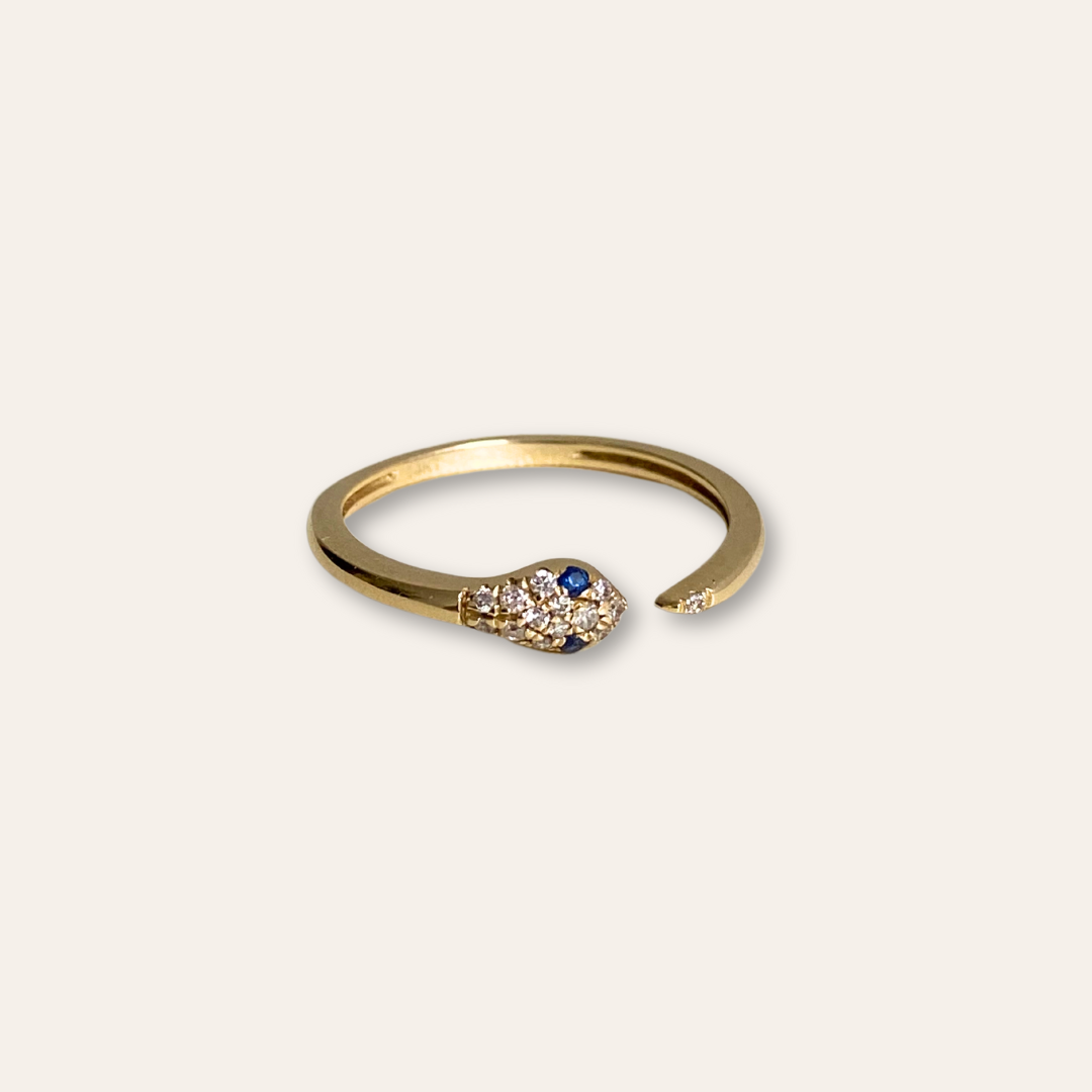 Sable | 14k Diamant & Saffier Slang Ring