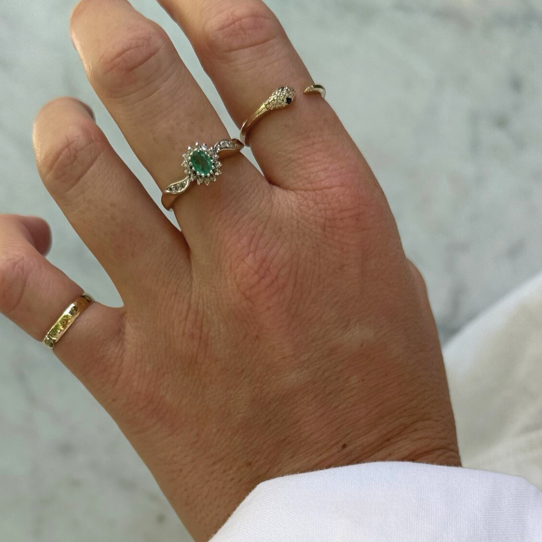 Sable | 14k Diamant & Saffier Slang Ring