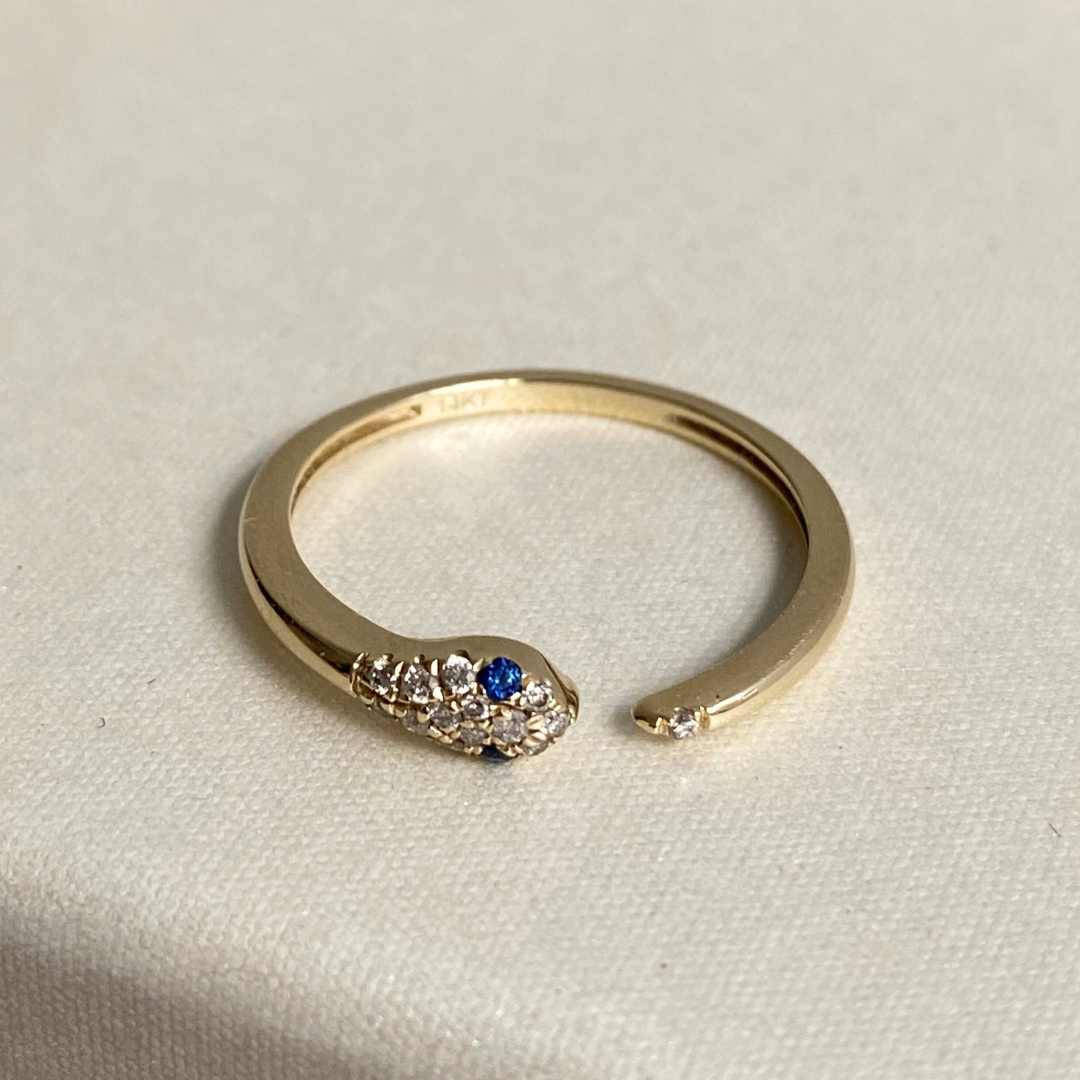Sable | 14k Diamant & Saffier Slang Ring