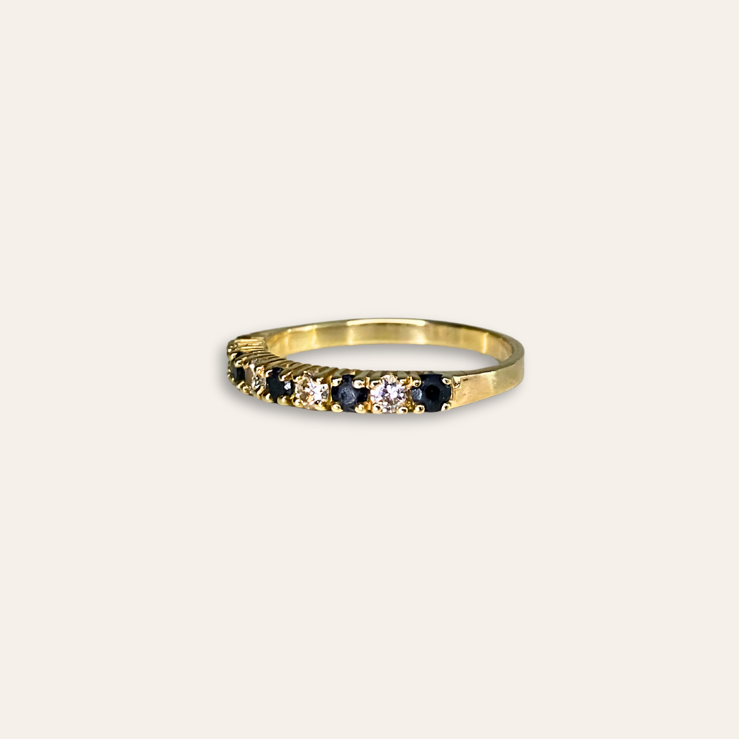 Charlize | 14k Diamant & Saffier Rij Ring