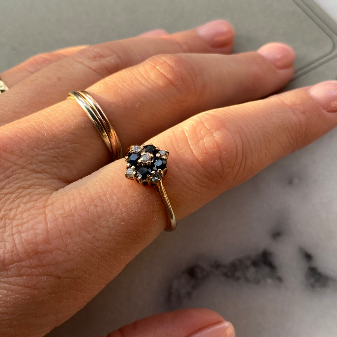 Emilia | Saffier & Diamant Bloem Ring
