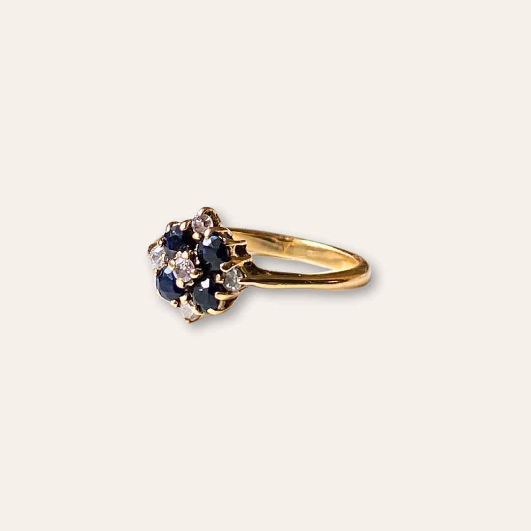 Emilia | Saffier & Diamant Bloem Ring