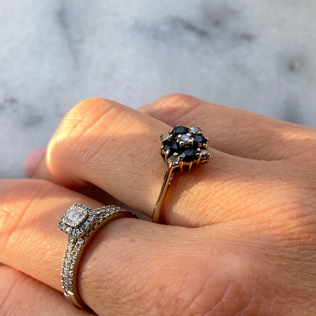 Emilia | Saffier & Diamant Bloem Ring