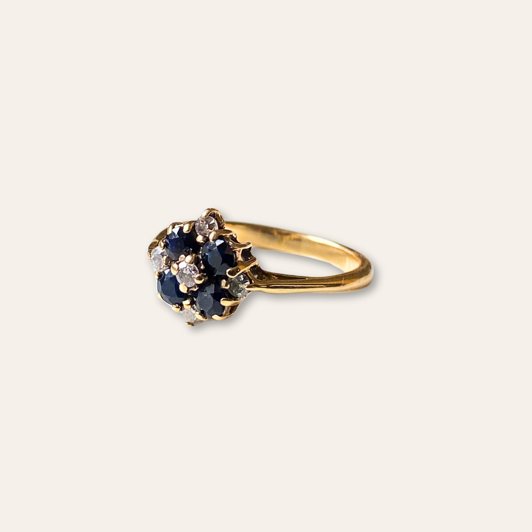 Emilia | Saffier & Diamant Bloem Ring