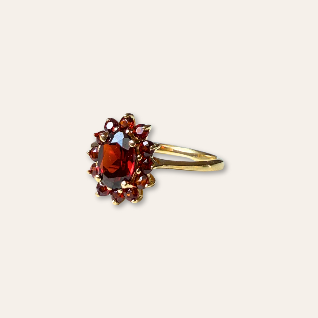 Fiore | Granaat Bloem Ring