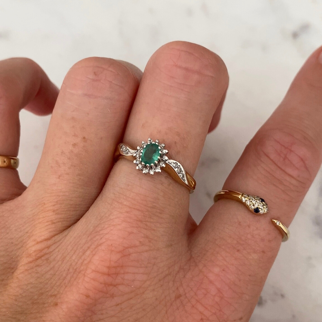 Joanne | Smaragd & Diamant Entourage Ring