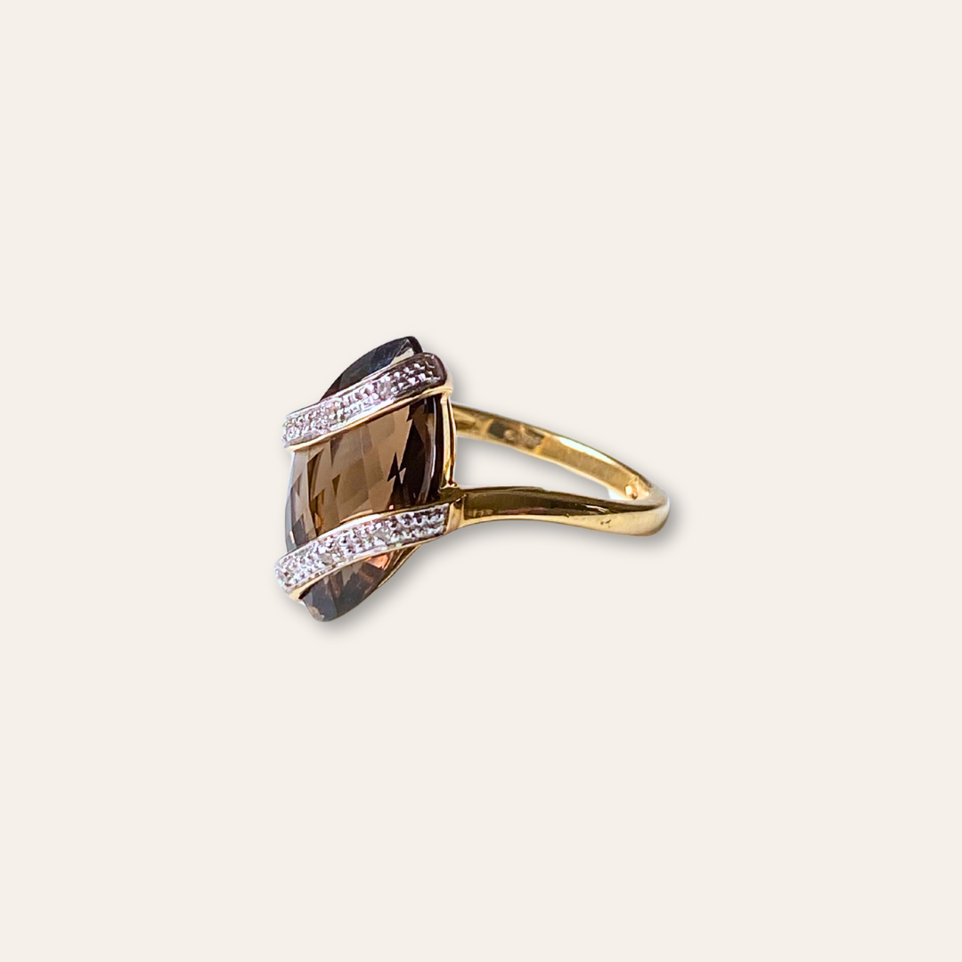 Reese | Unieke Rookkwarts & Diamant Ring