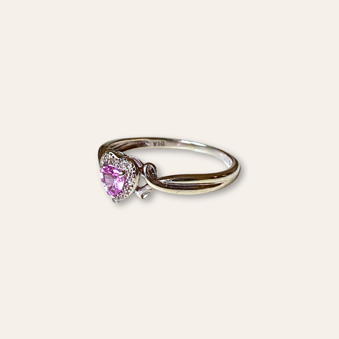 Rosy | Hartvormige Saffier & Diamant Ring