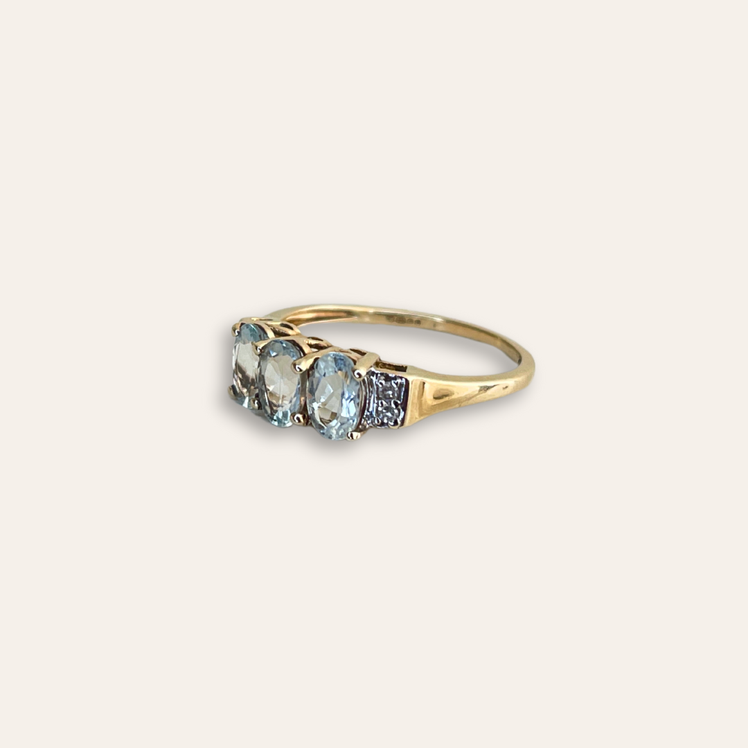 Sky | Aquamarijn Diamant Rij Ring