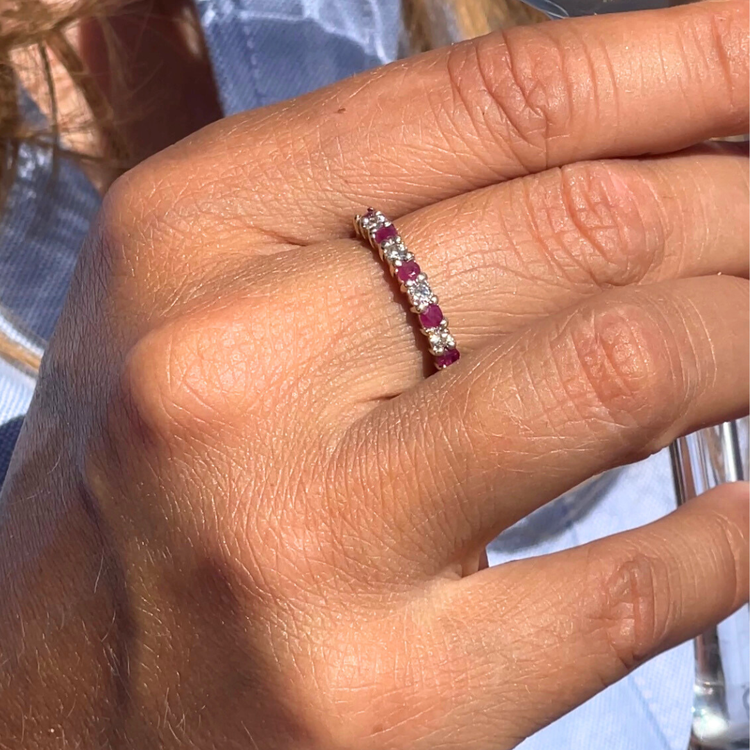 Julie | Robijn Diamant Rij Ring