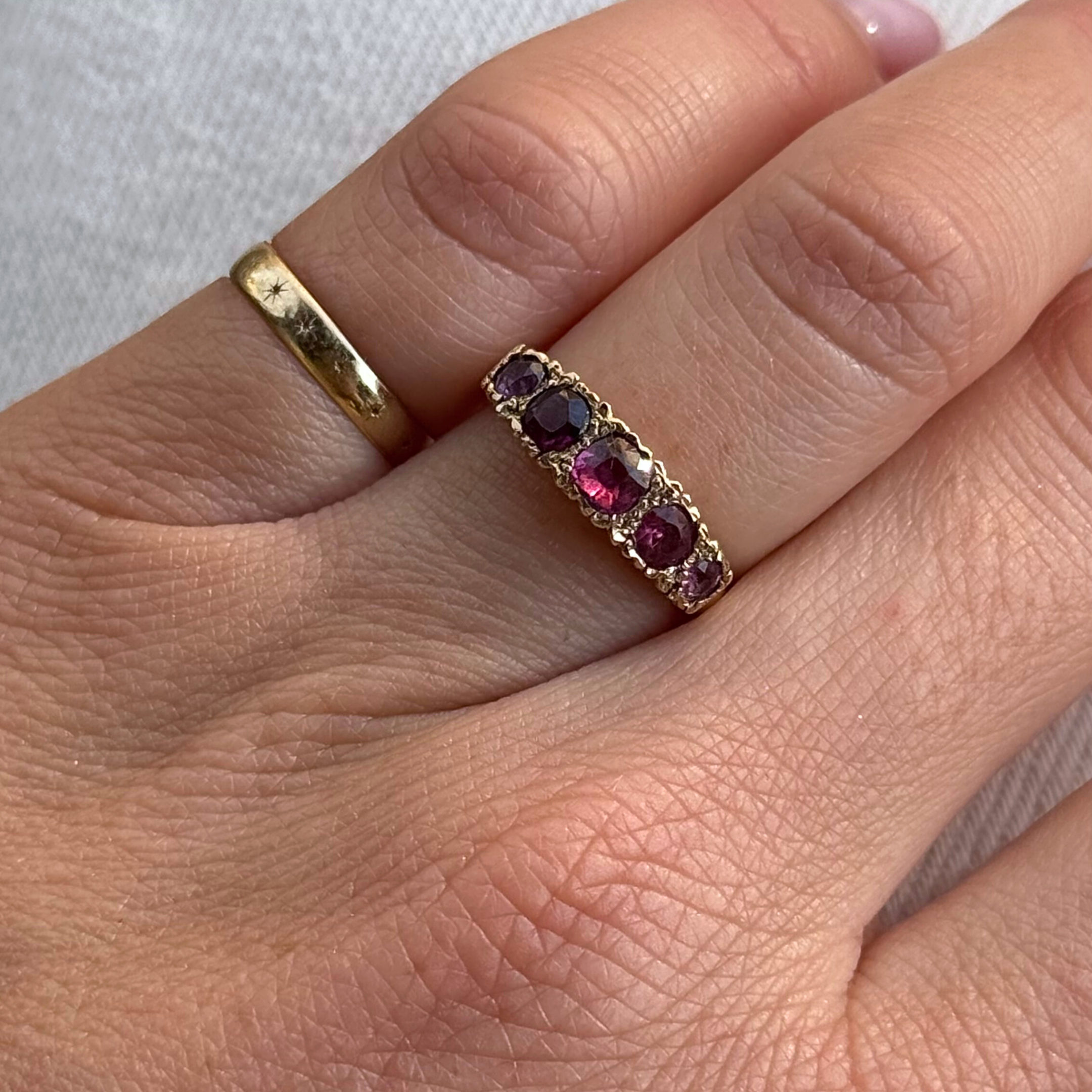 Almandien Granaat Rij Ring