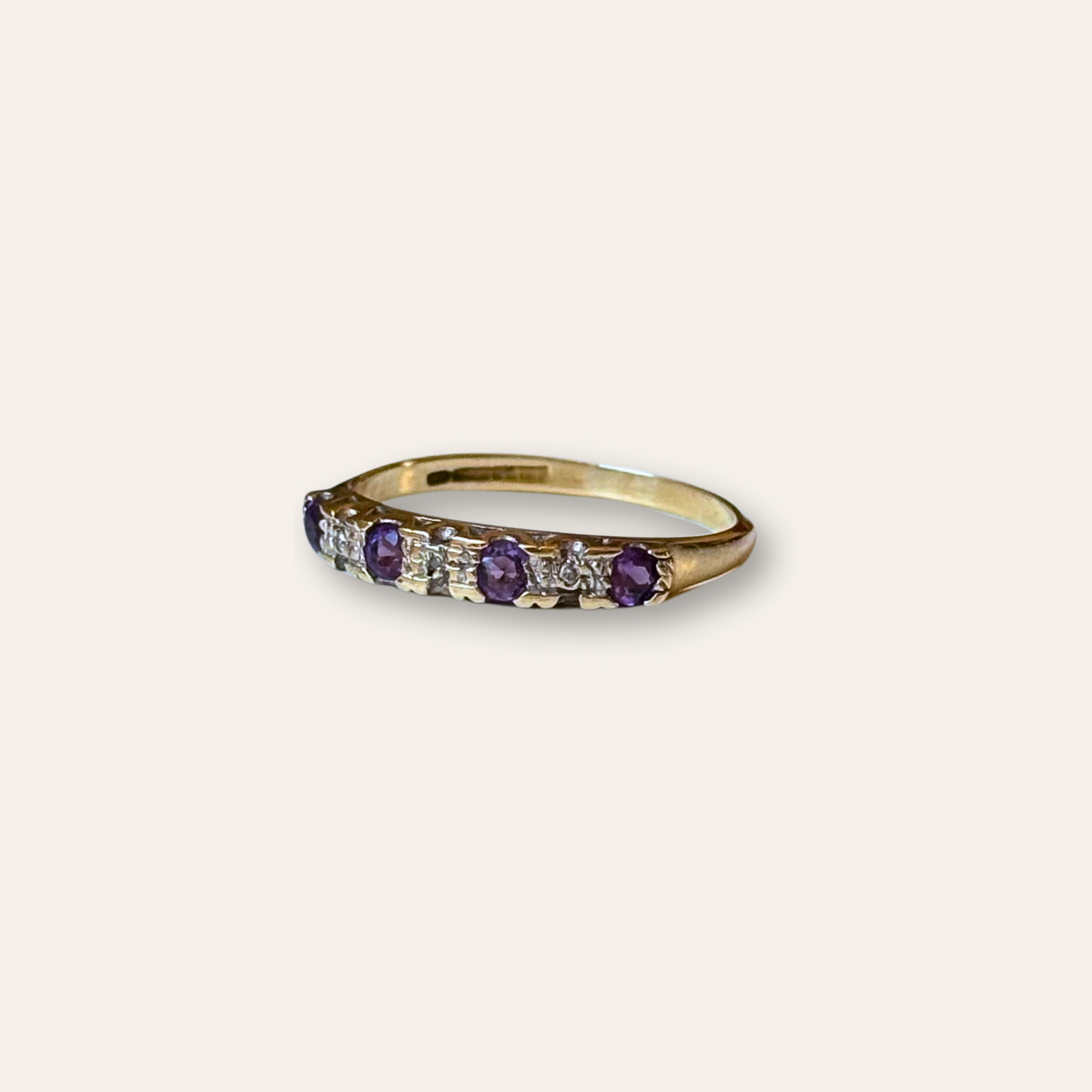 Amethist & Diamant Rij Ring