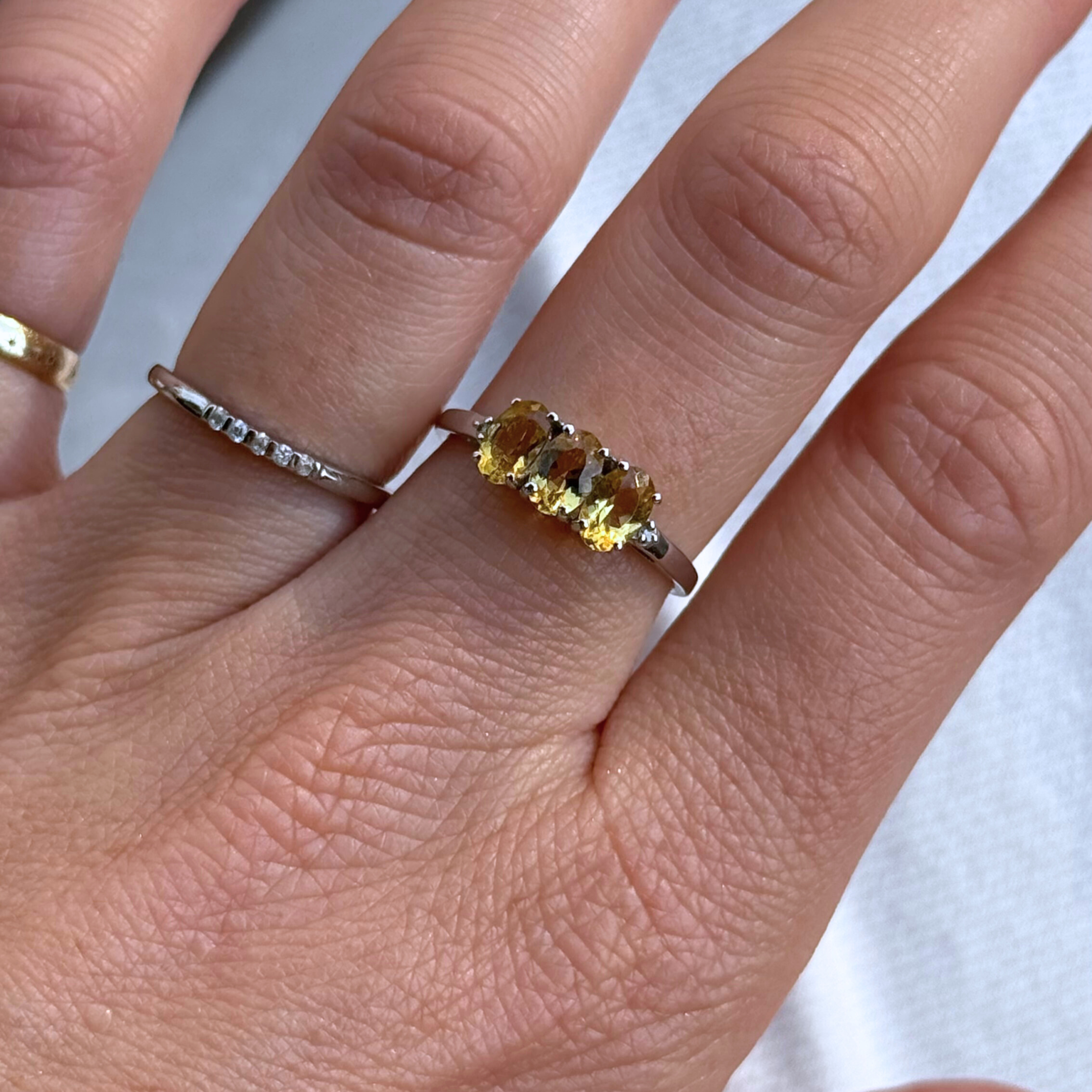 Apatiet & Diamant Ring Witgoud