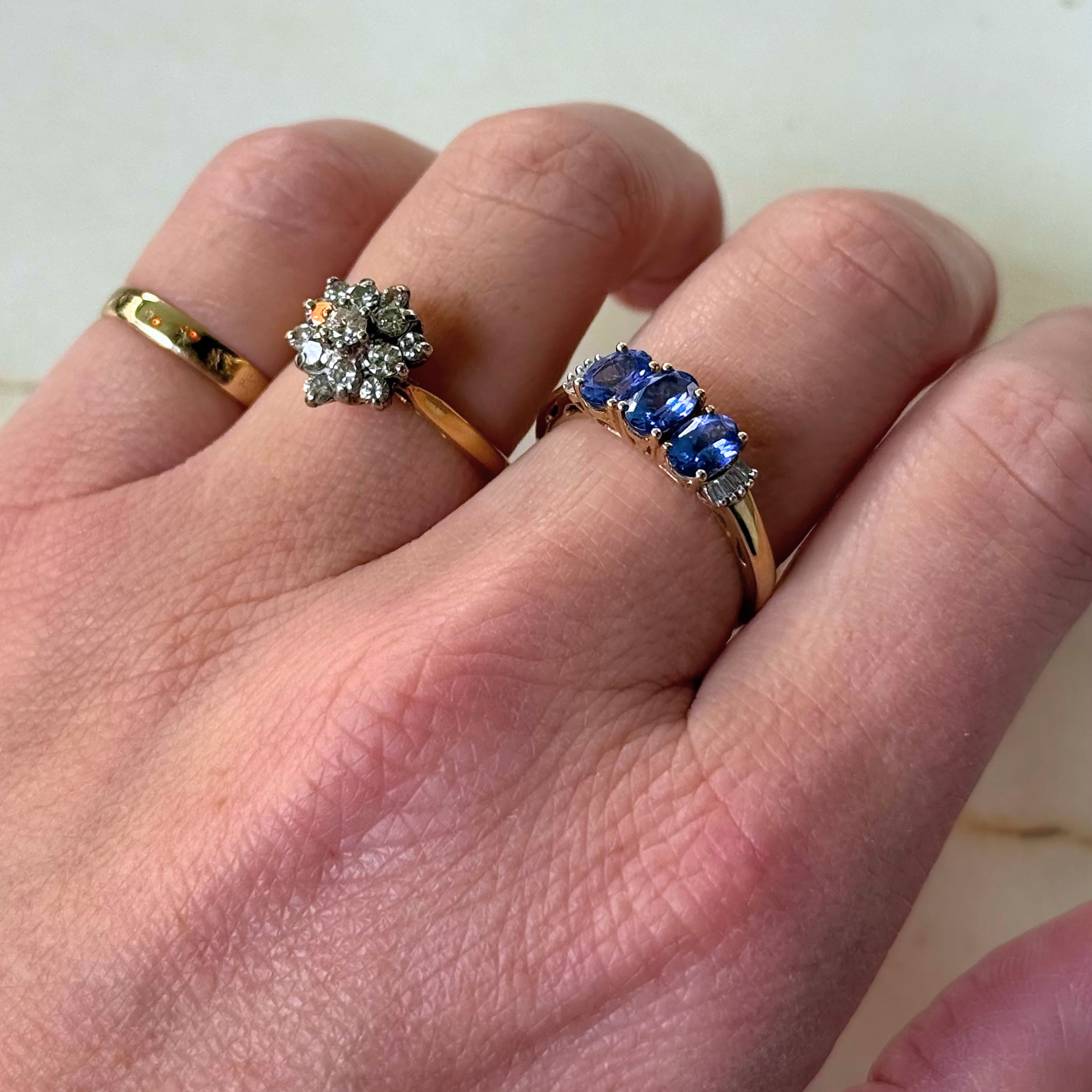 Tanzaniet & Diamant Baguette Ring