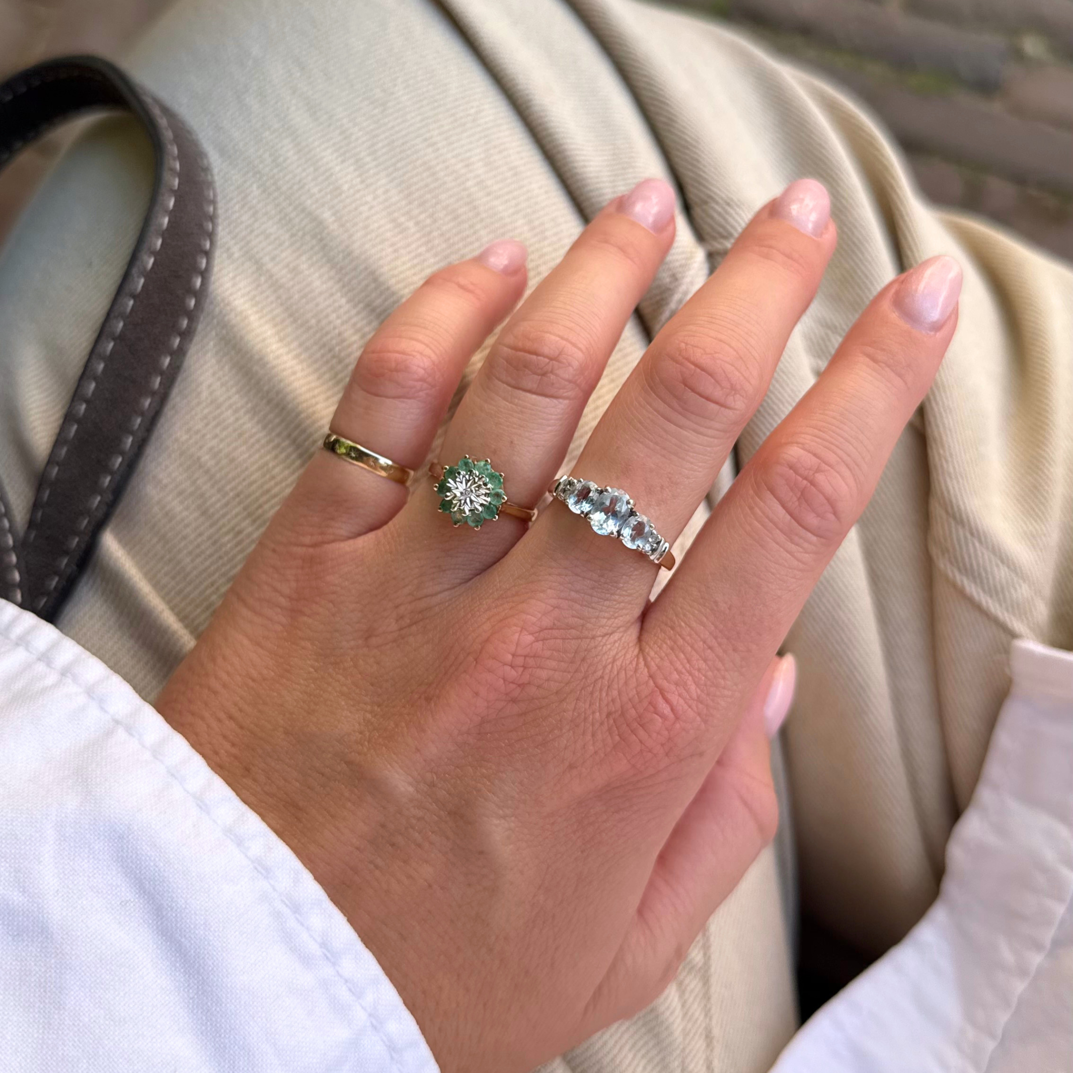 Aquamarijn & Diamant Rij Ring
