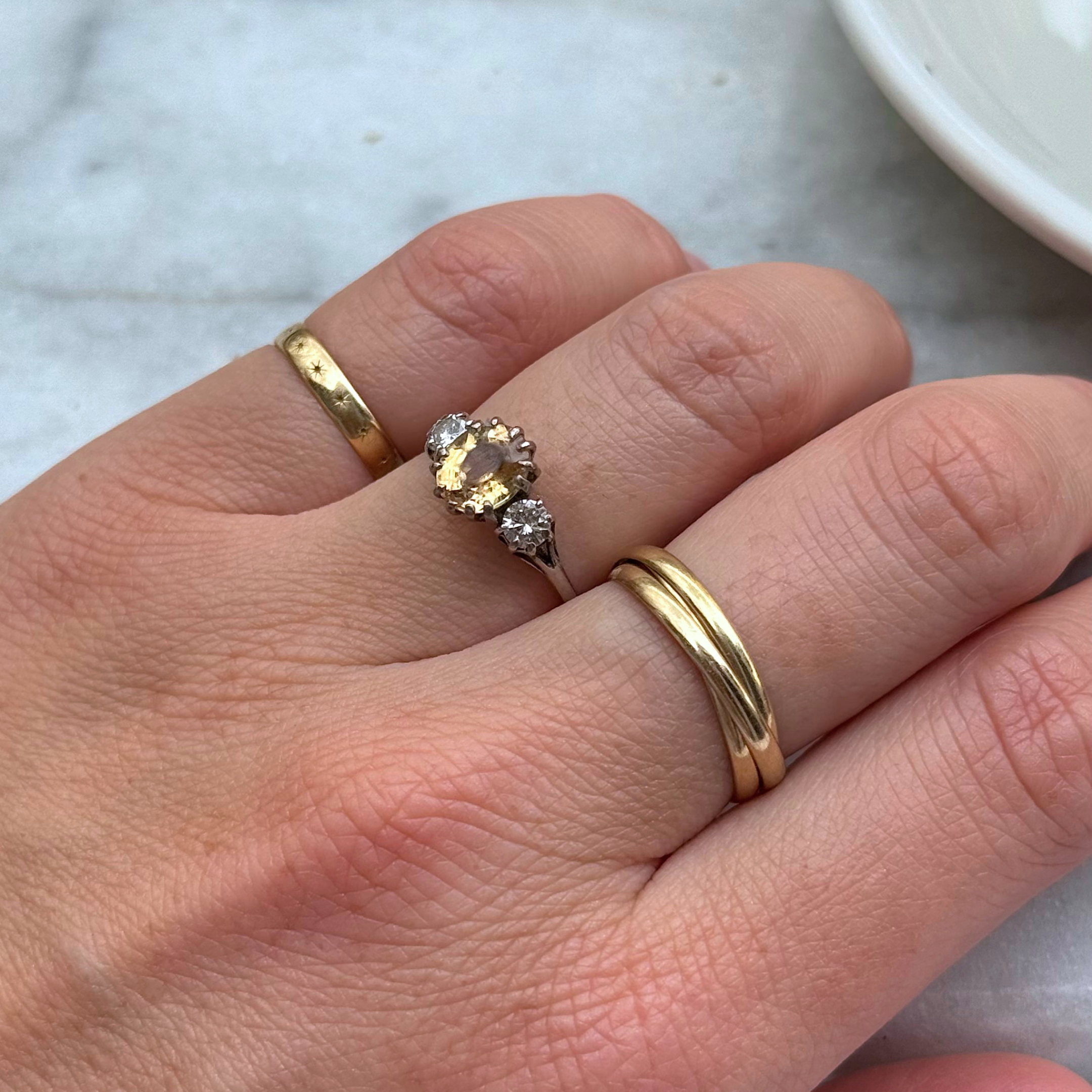 Citrien & Diamant Trilogie Ring 18k ‘1940’