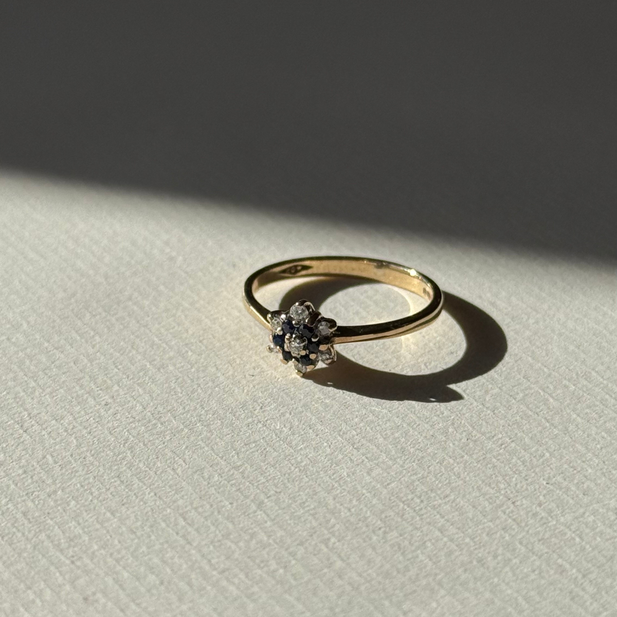 Saffier & Diamant Bloem Ring