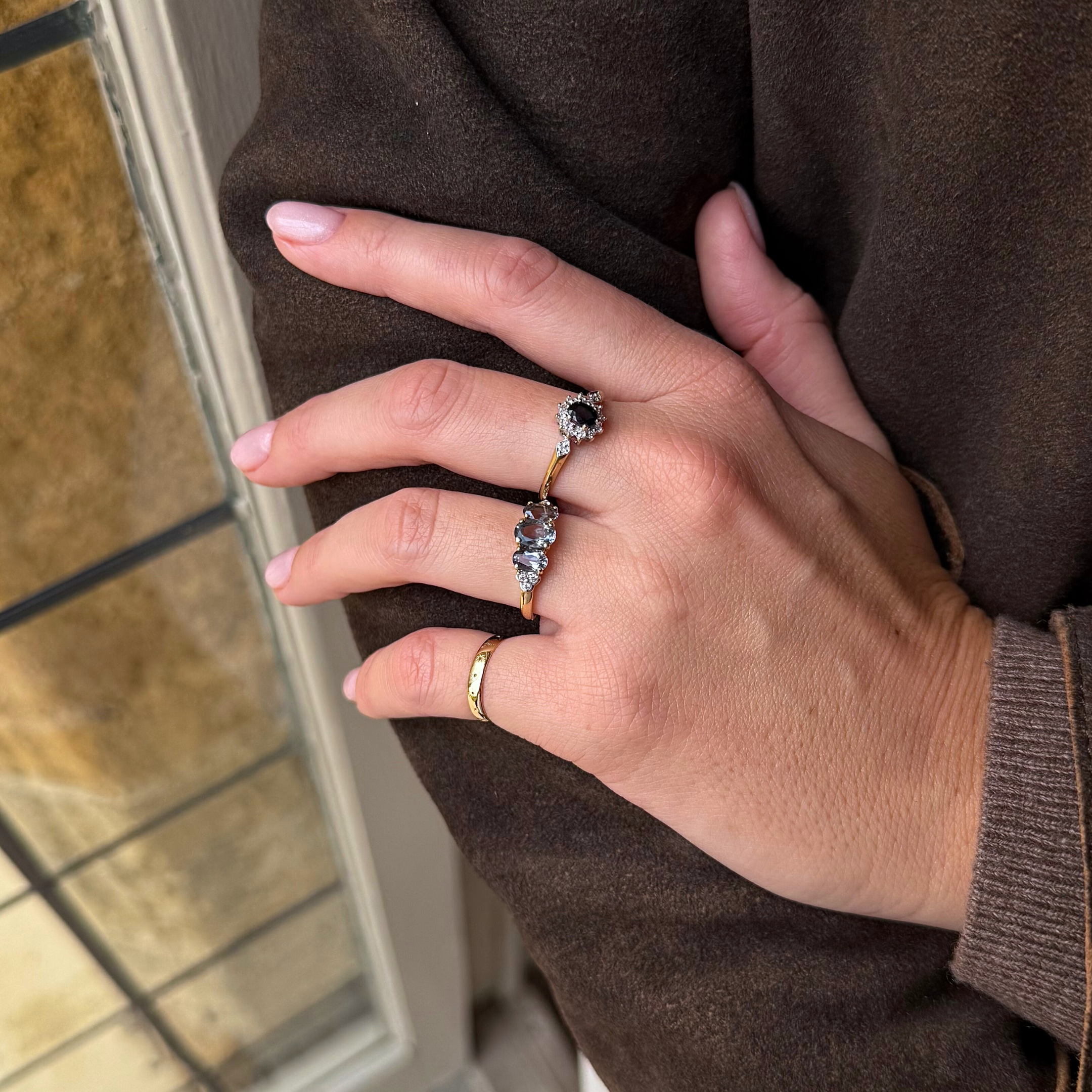 Tanzaniet & Diamant Trilogie Ring