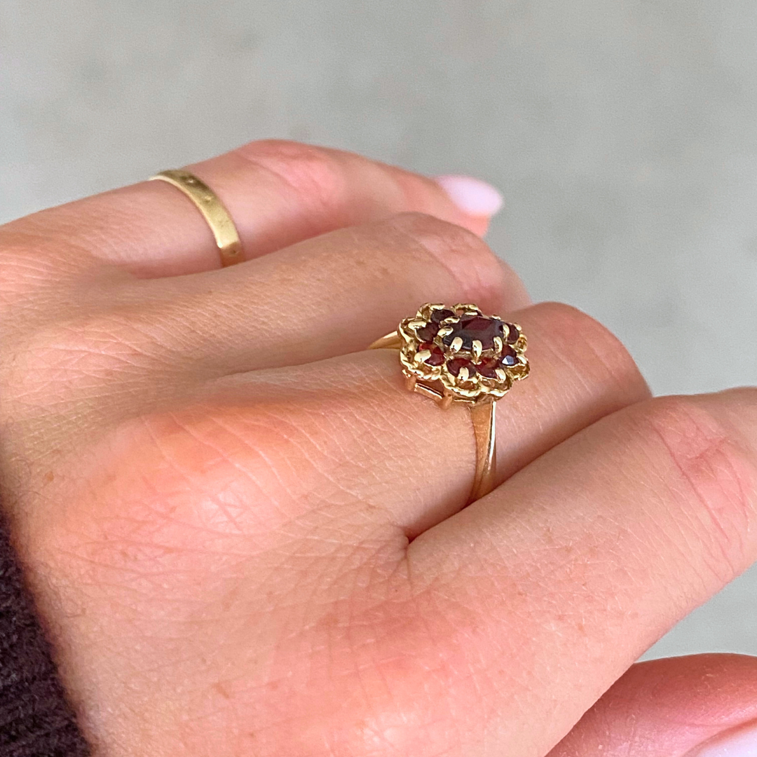 Charlie | Granaat Bloem Ring
