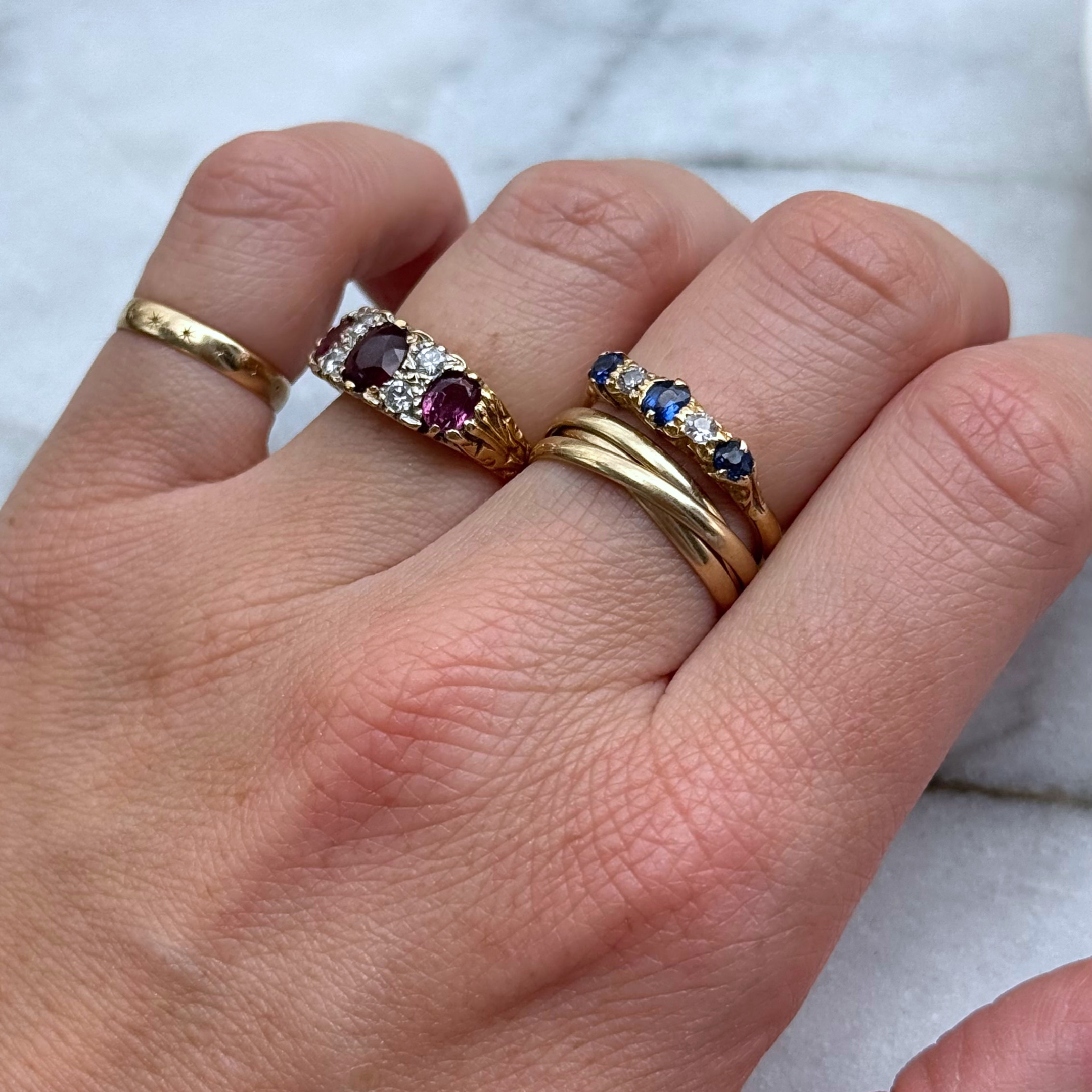 Saffier & Diamant Ring 18k