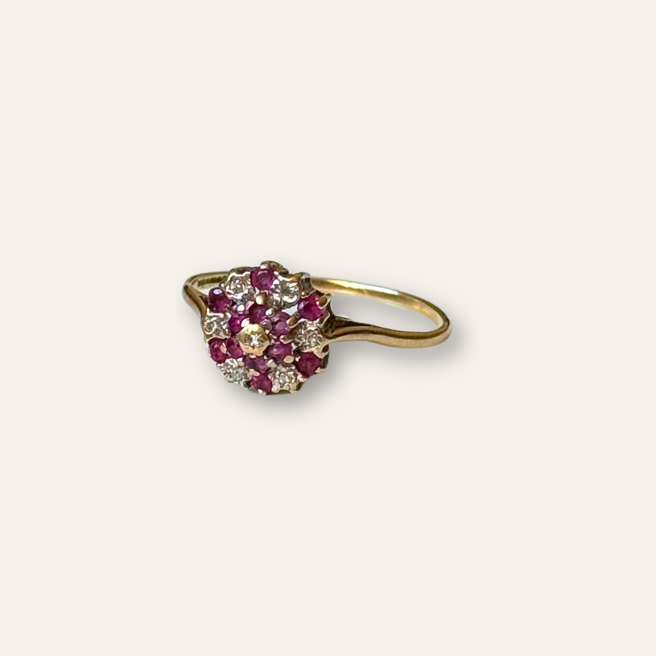 Robijn & Diamant Cluster Ring