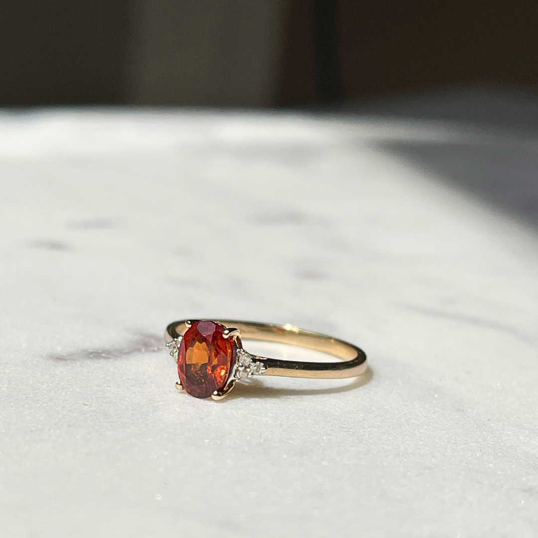 Rose | Oranje Saffier & Diamant Ring