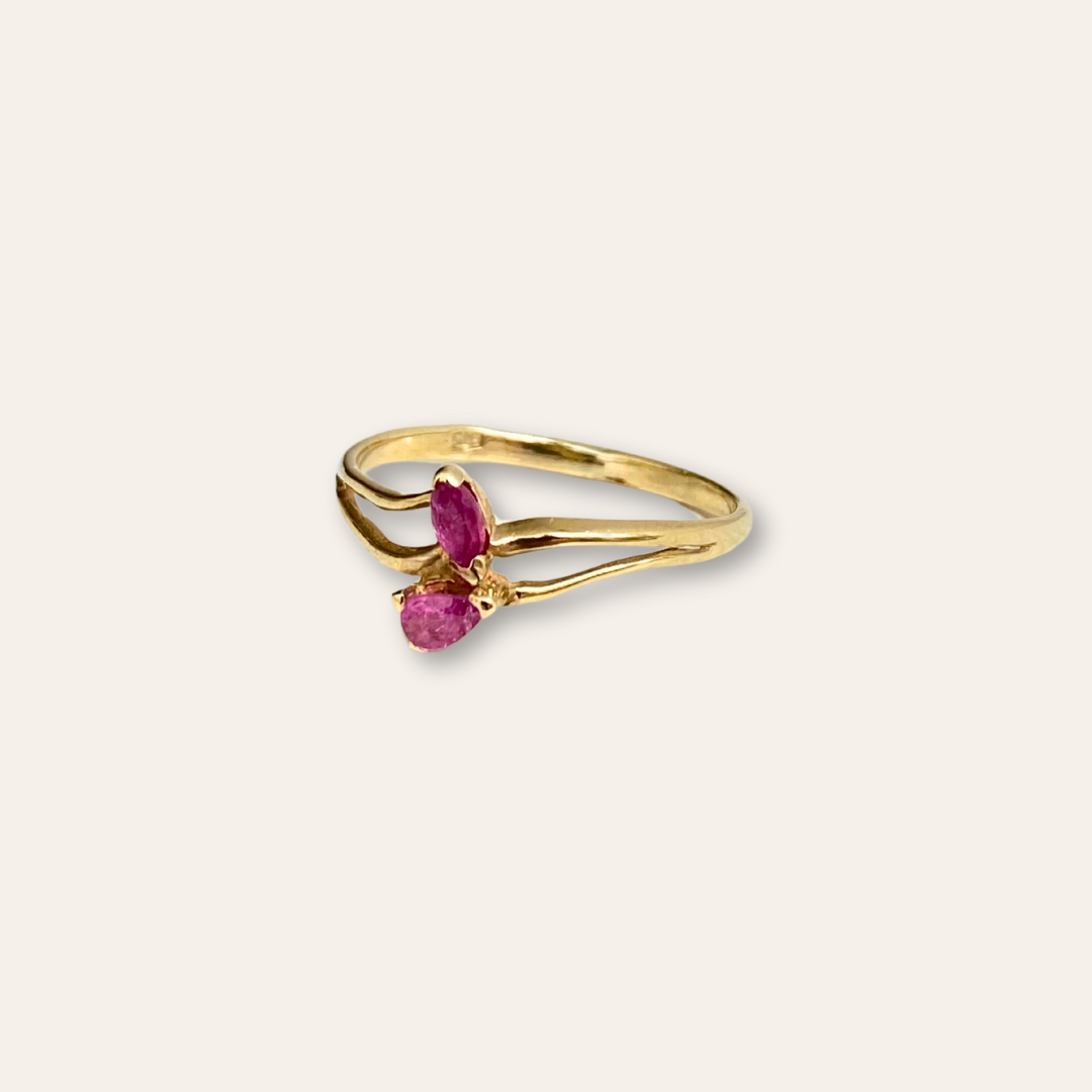 Sapphire Leaves | Saffier Ring Roze