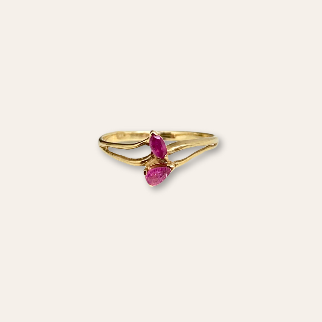 Sapphire Leaves | Saffier Ring Roze