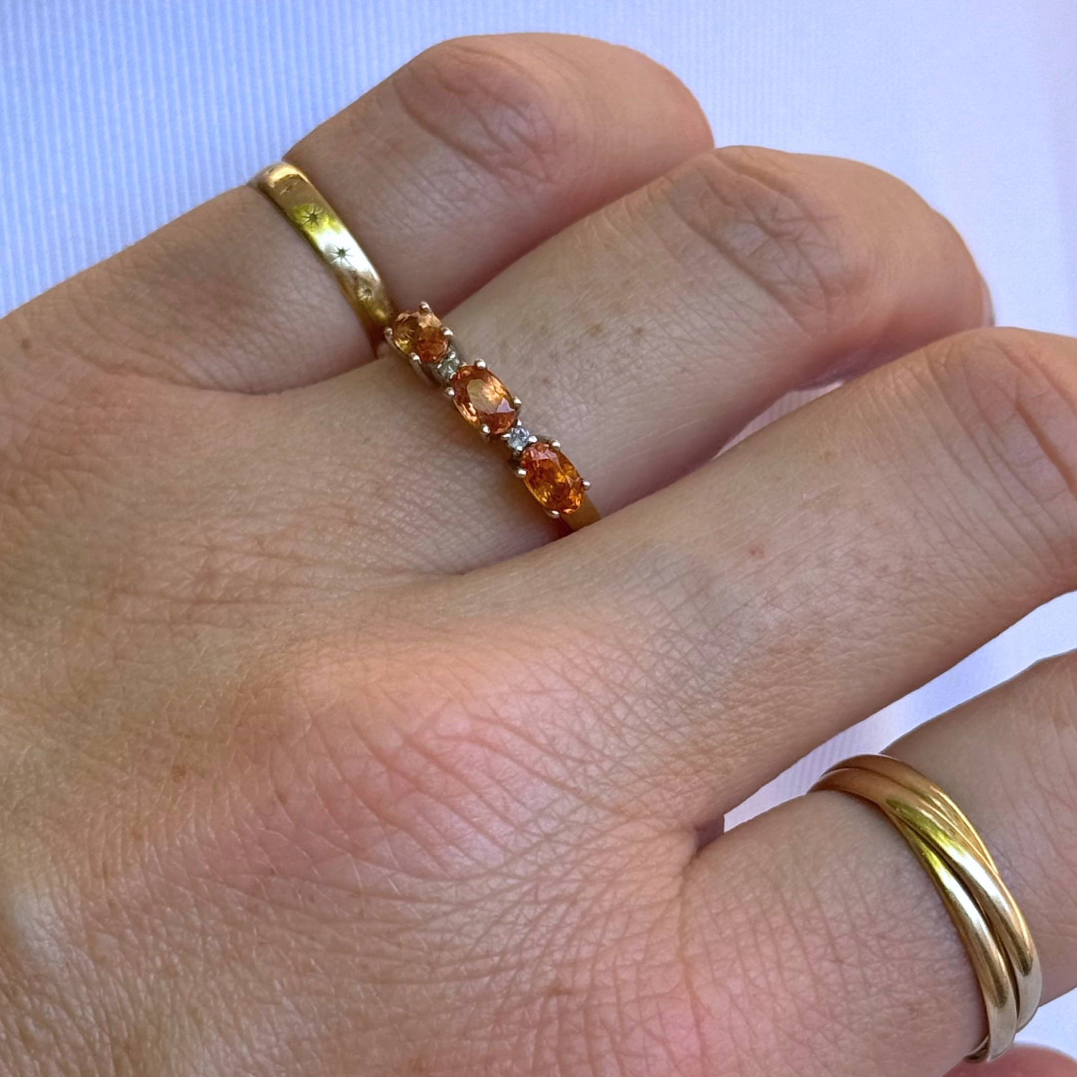 Oranje Saffier & Diamant Ring