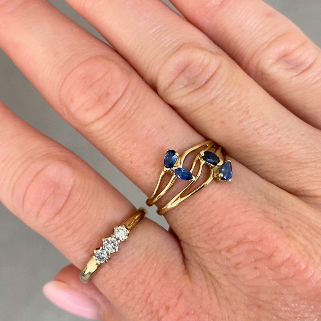Sapphire Leaves | Saffier Ring Blauw