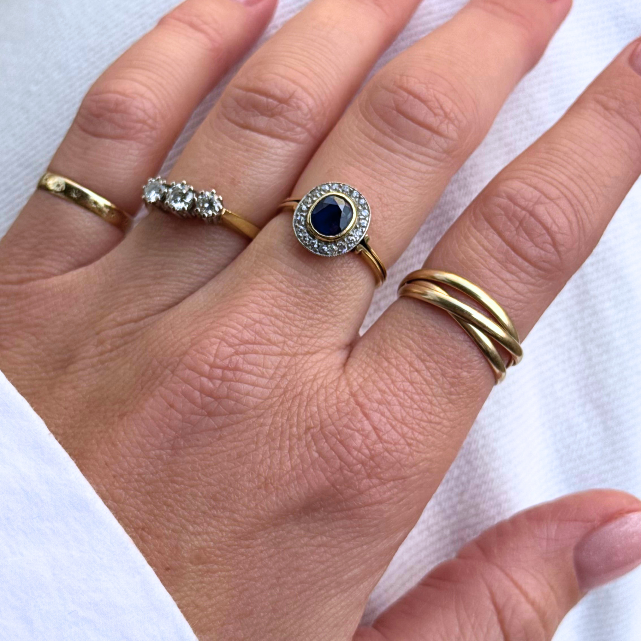 Saffier & Diamant Cluster Ring Edwardian