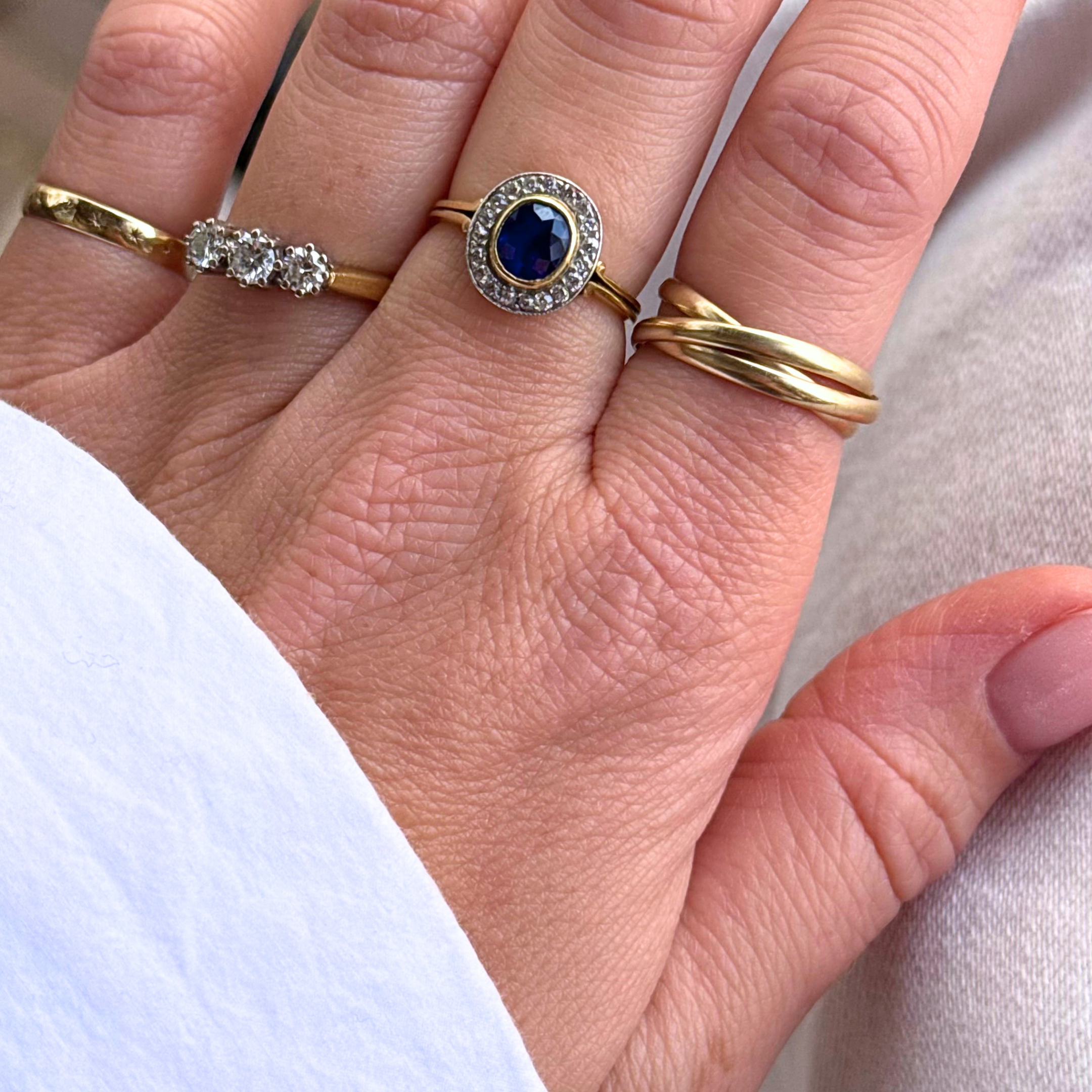 Saffier & Diamant Cluster Ring Edwardian