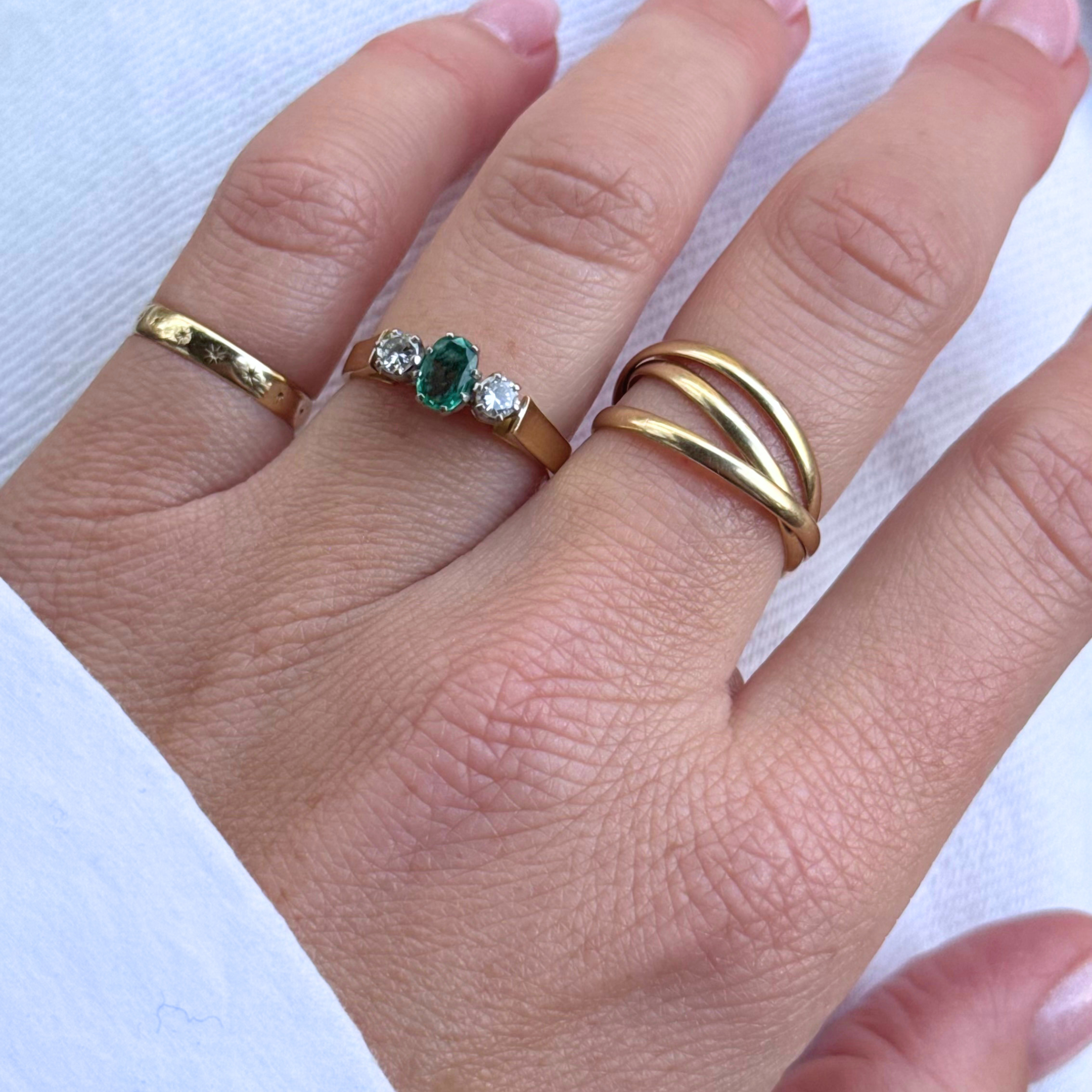 Smaragd & Diamant Trilogie Ring 18k