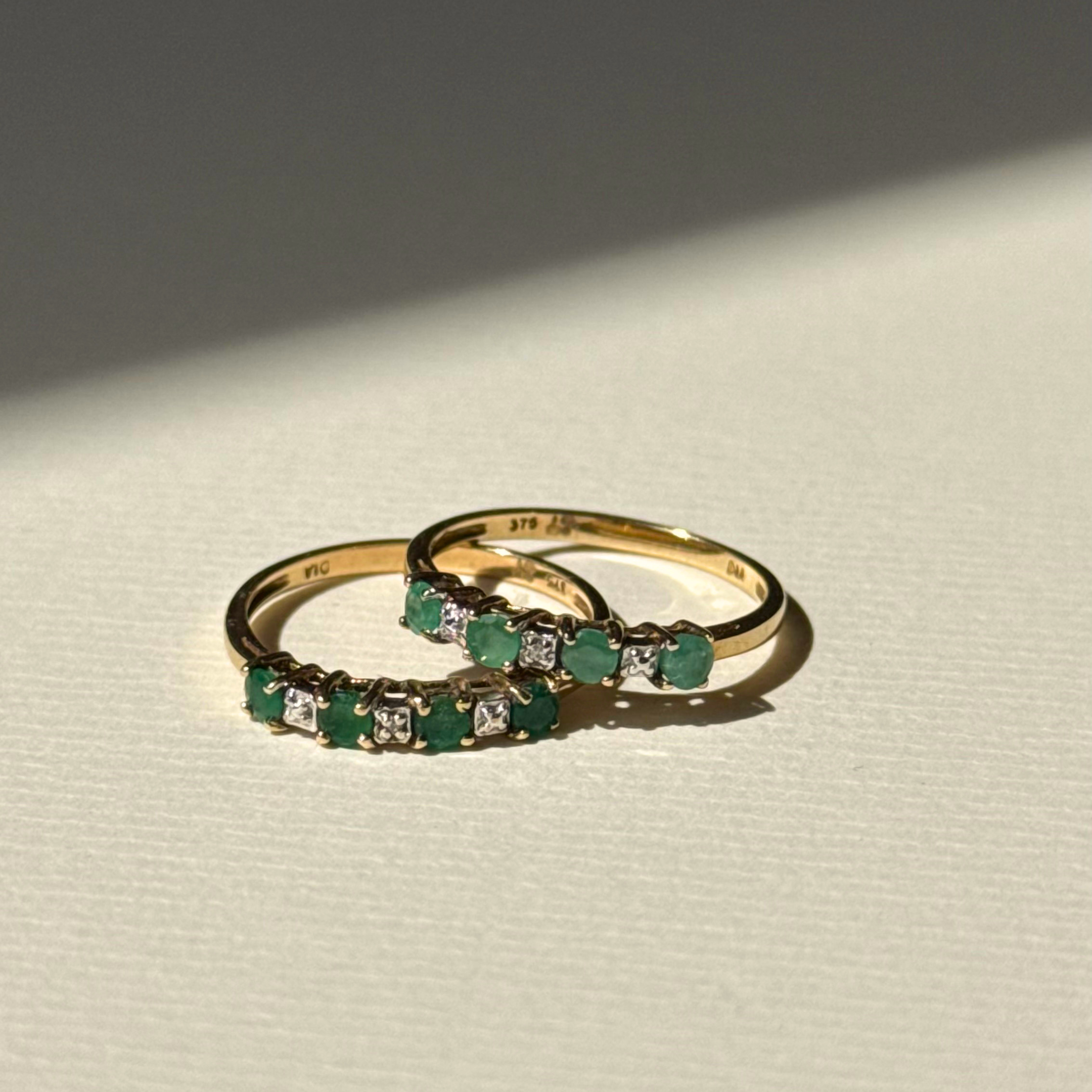 Smaragd & Diamant Rij Ring