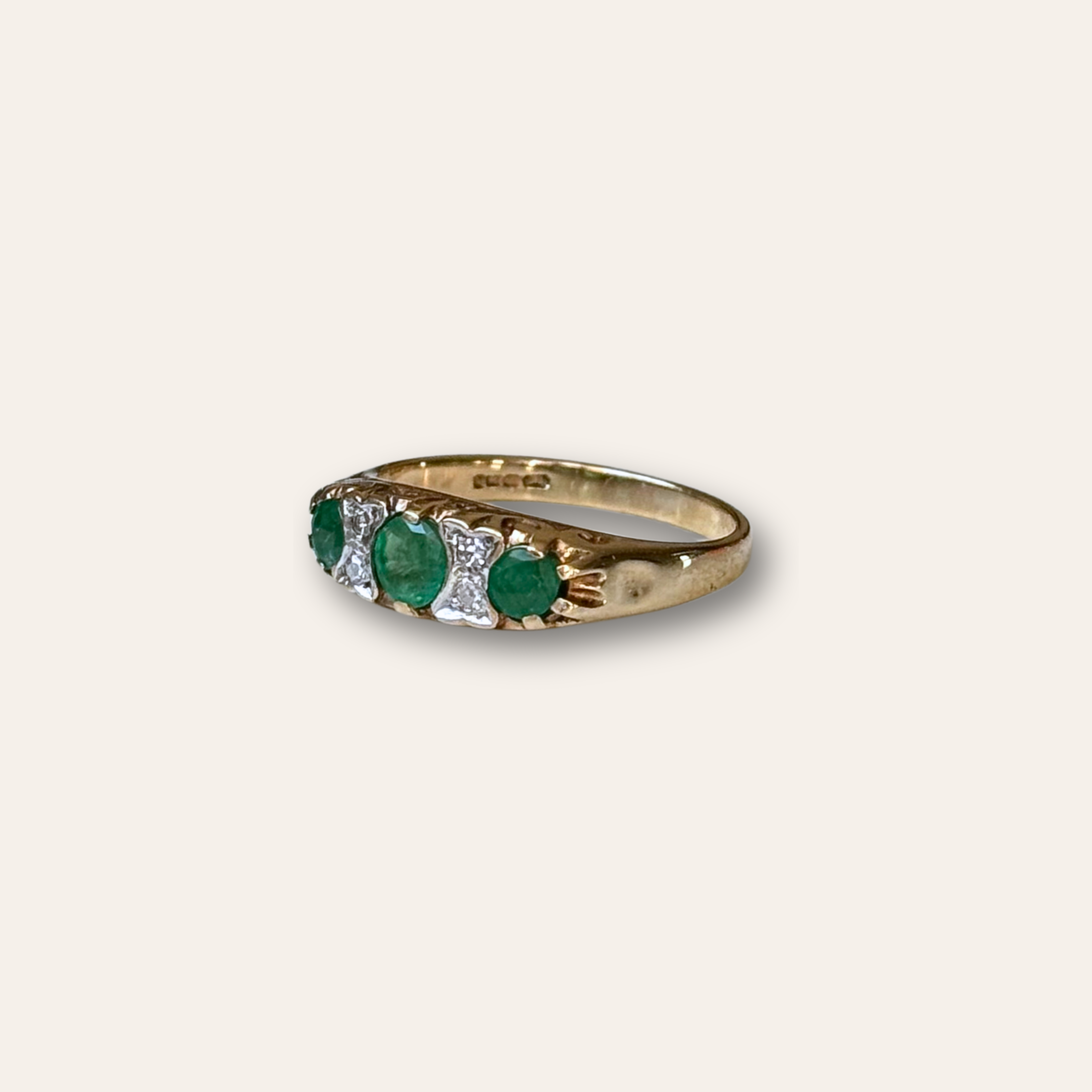 Smaragd & Diamant Victoriaanse Ring