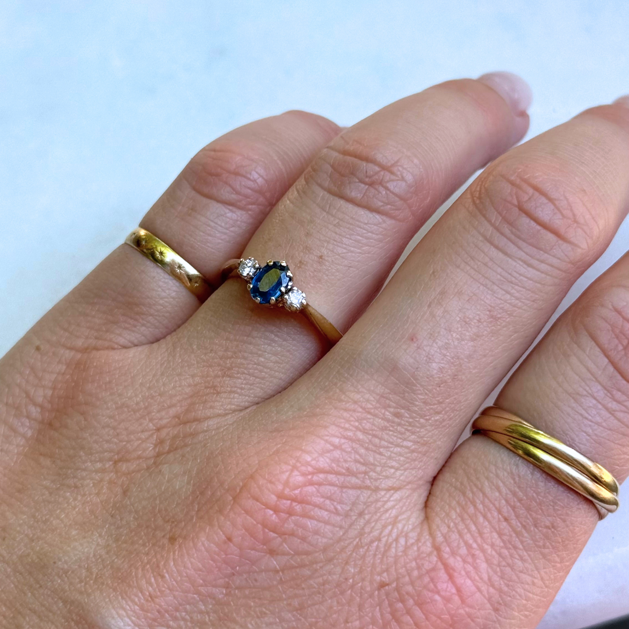 Saffier & Diamant Trilogie Ring