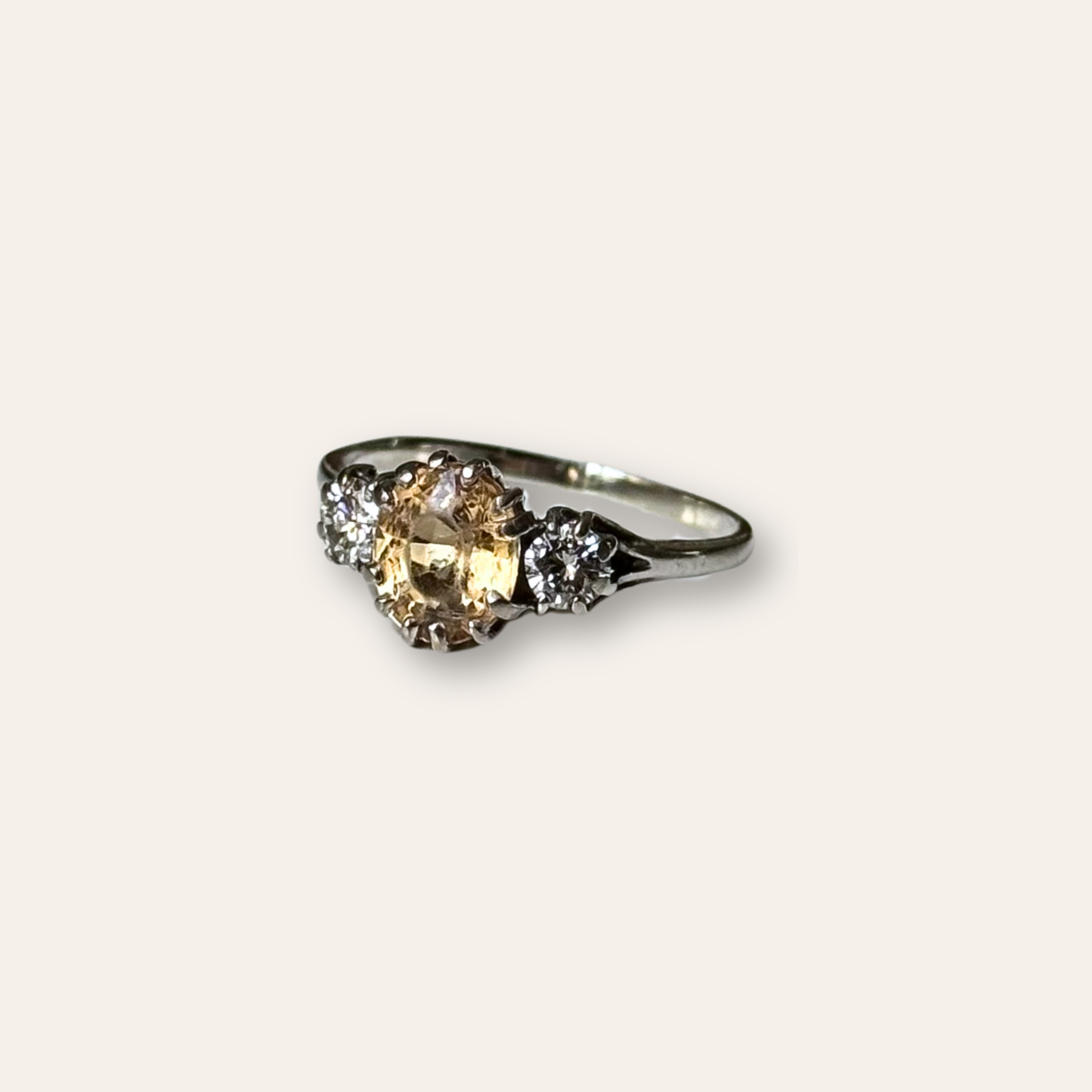 Citrien & Diamant Trilogie Ring 18k ‘1940’