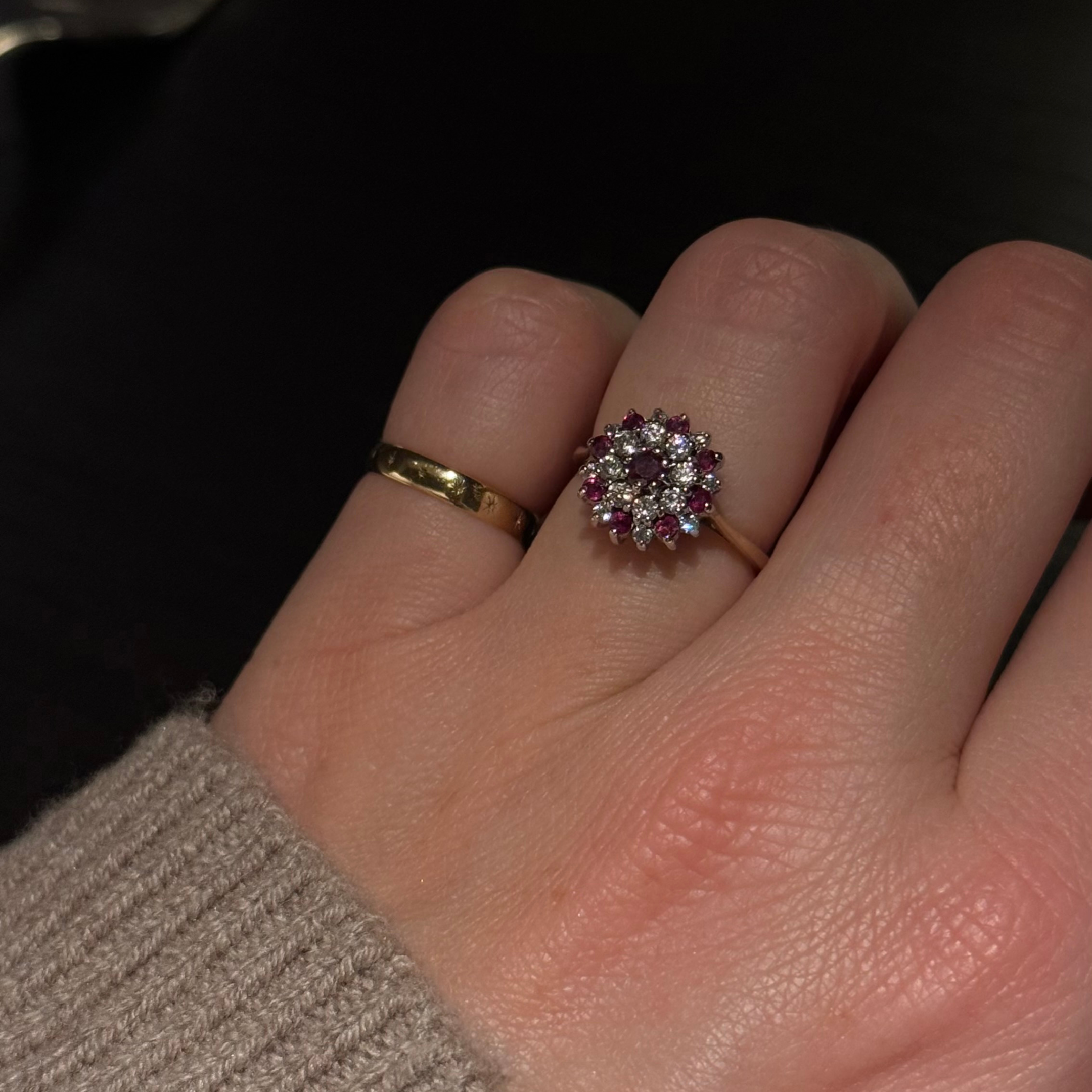 Robijn & Diamant Cluster Ring