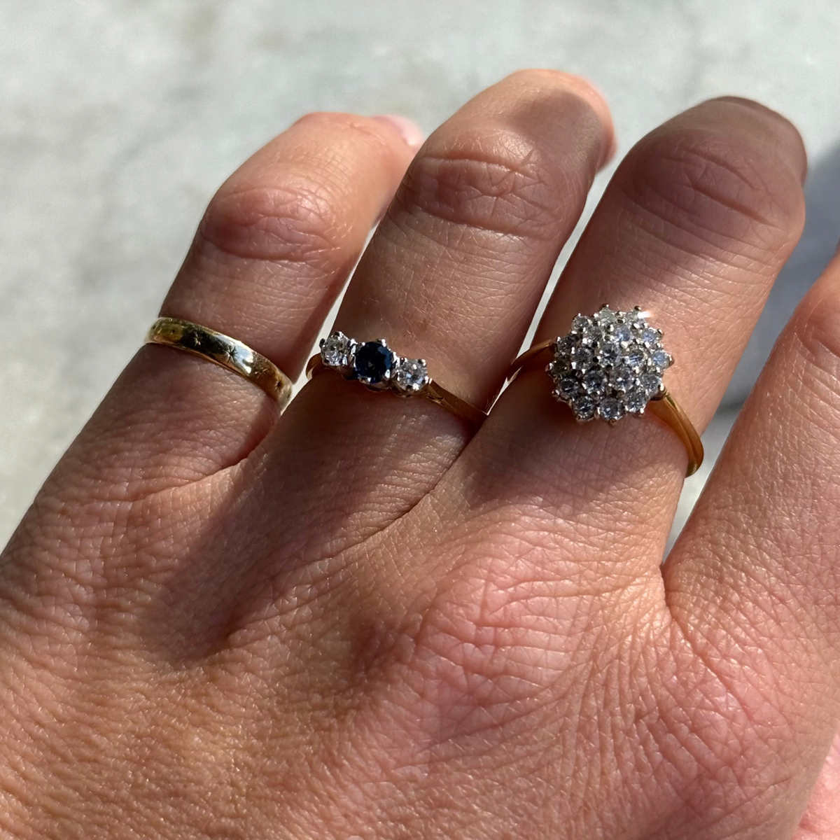 Saffier & Diamant Trilogie Ring