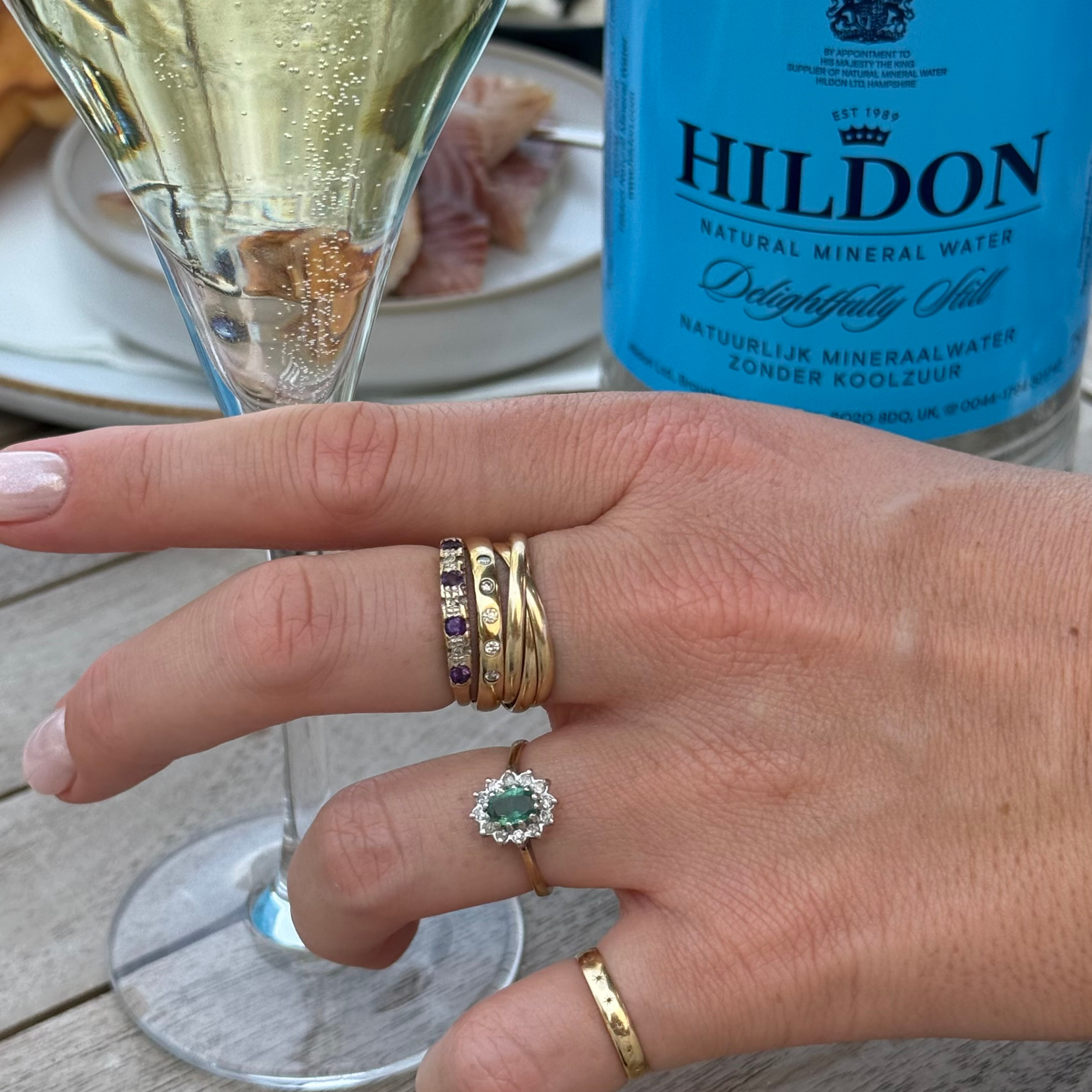 Amethist & Diamant Rij Ring