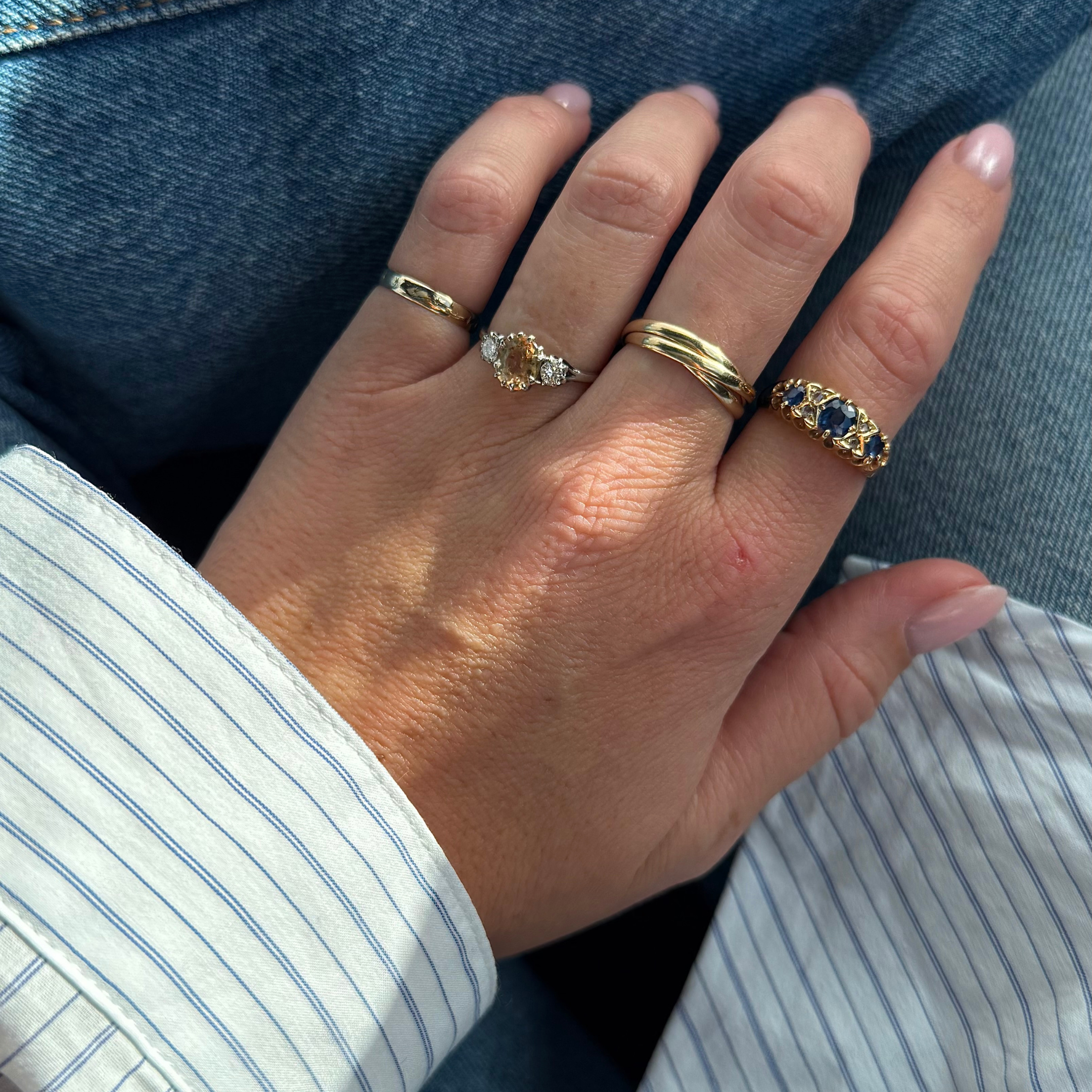 Citrien & Diamant Trilogie Ring 18k ‘1940’