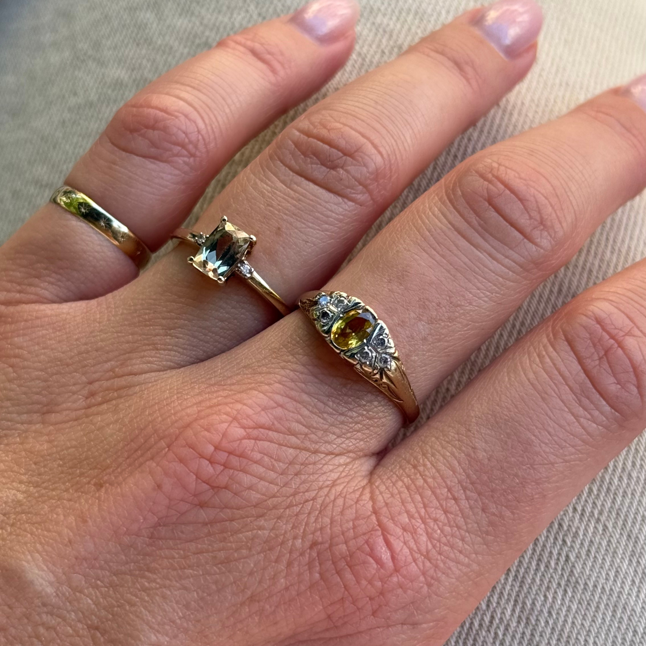 Groene Topaas & Diamant Ring