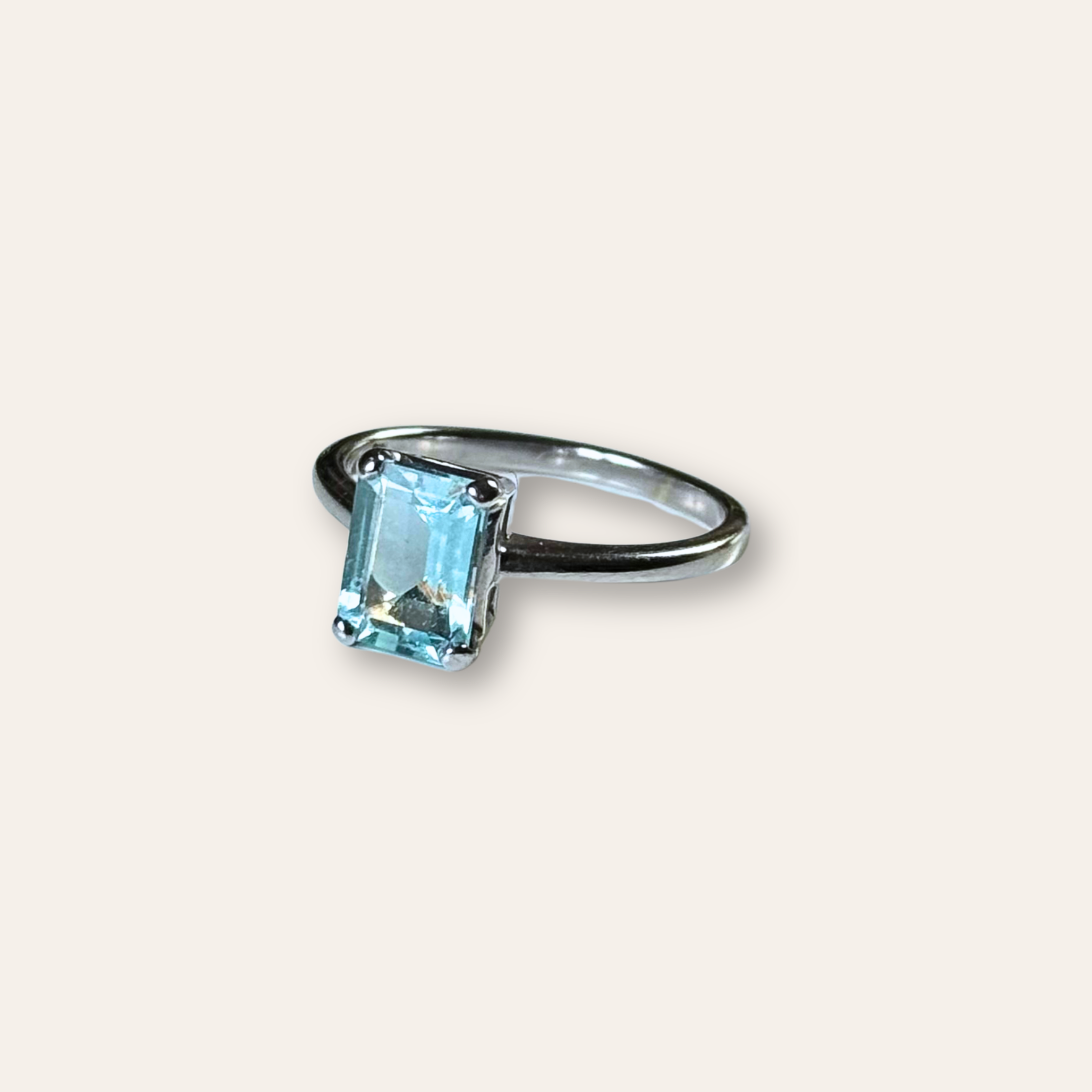Aquamarijn Ring Witgoud
