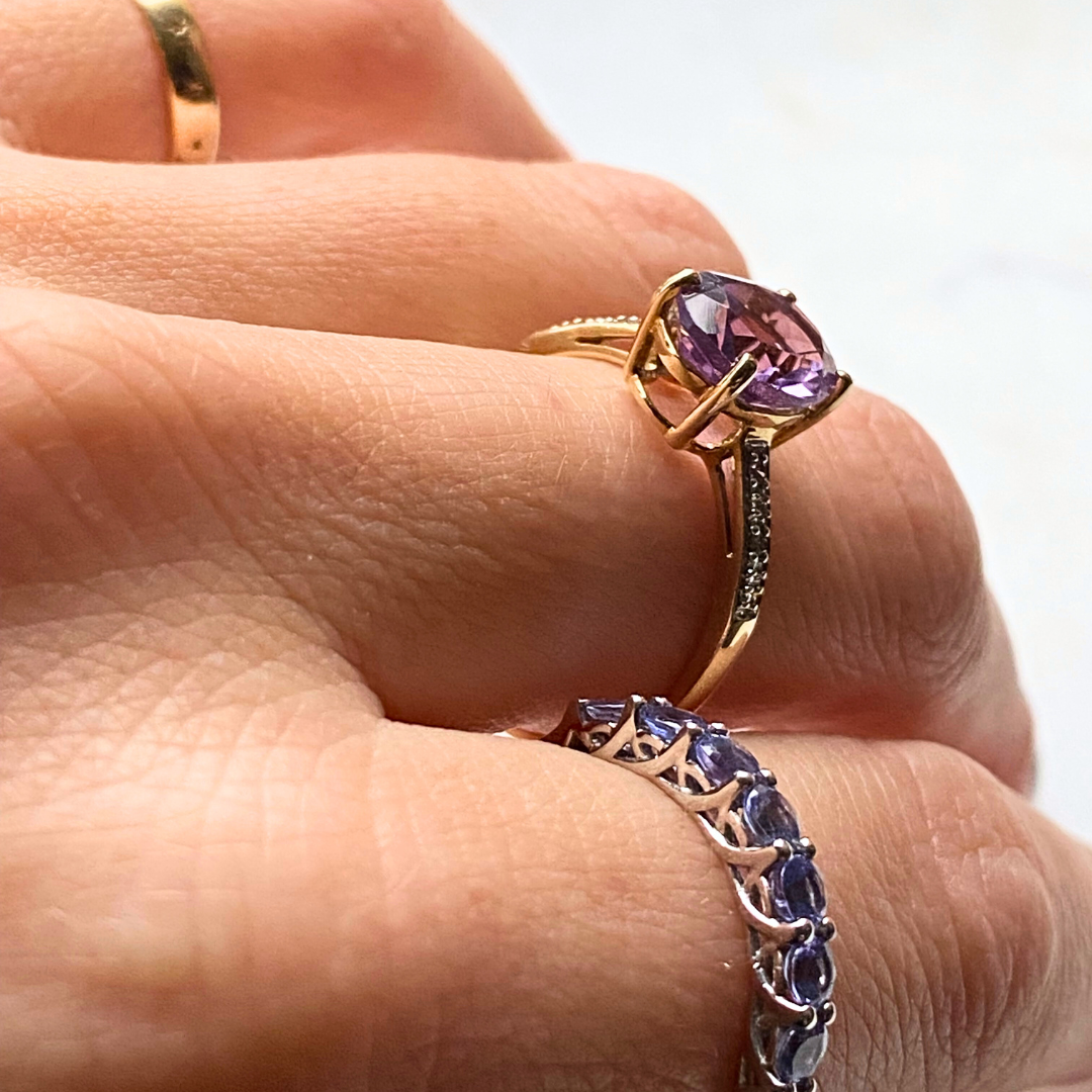 Rhode | Tanzaniet Rij Ring Witgoud