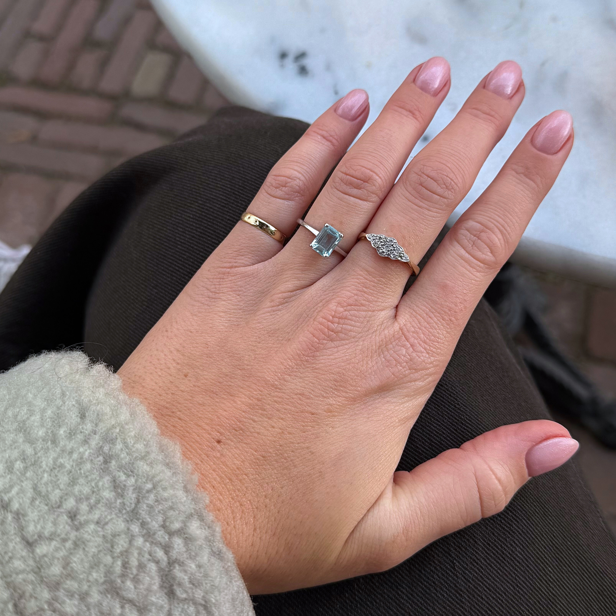 Aquamarijn Ring Witgoud