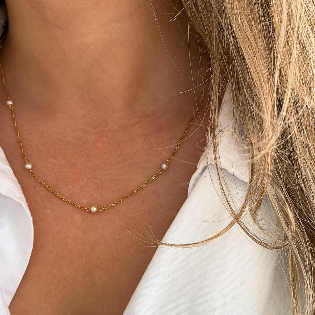 Singapore Parel Schakel | 14k Ketting 45 cm