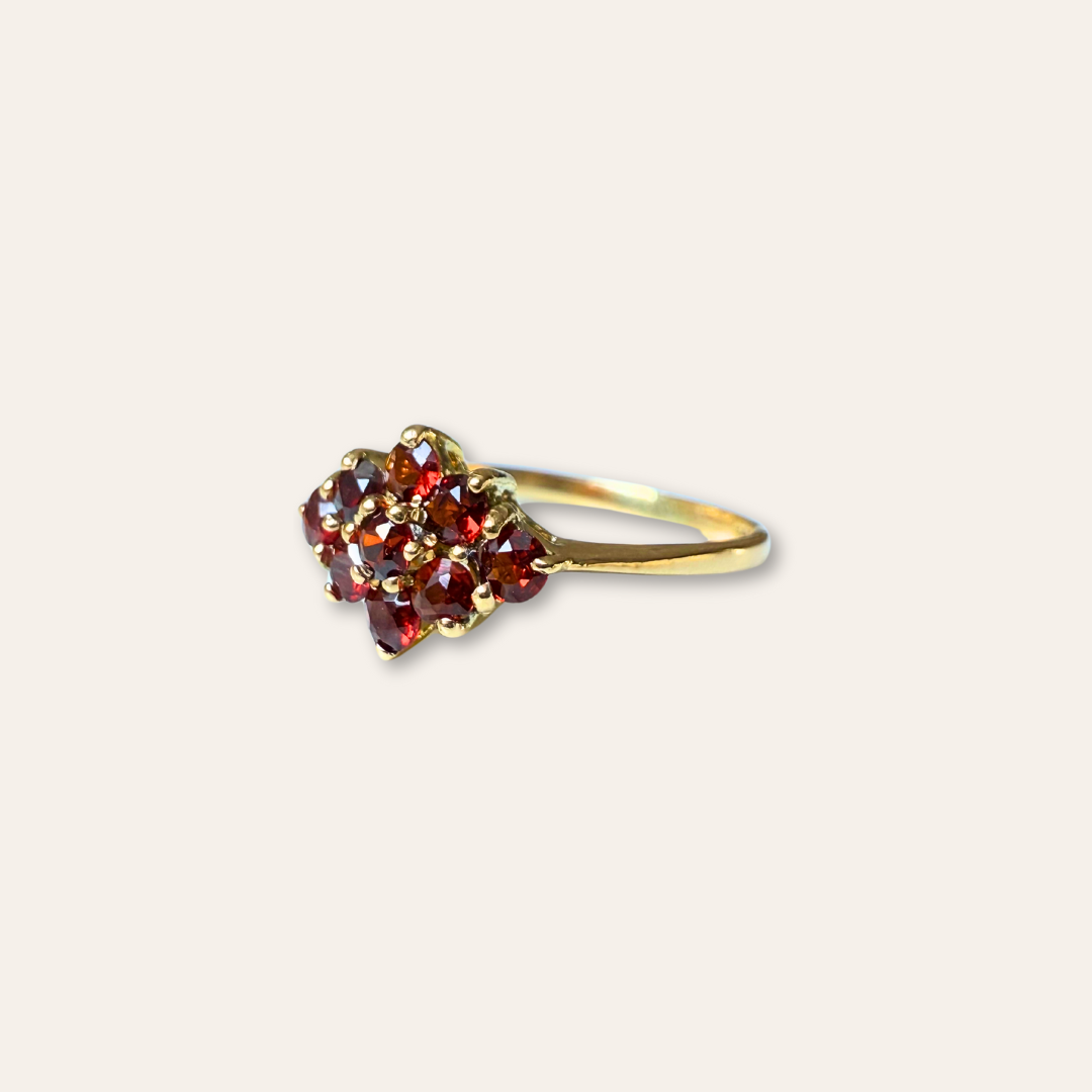 Delia | Granaat Cluster Ruit Ring