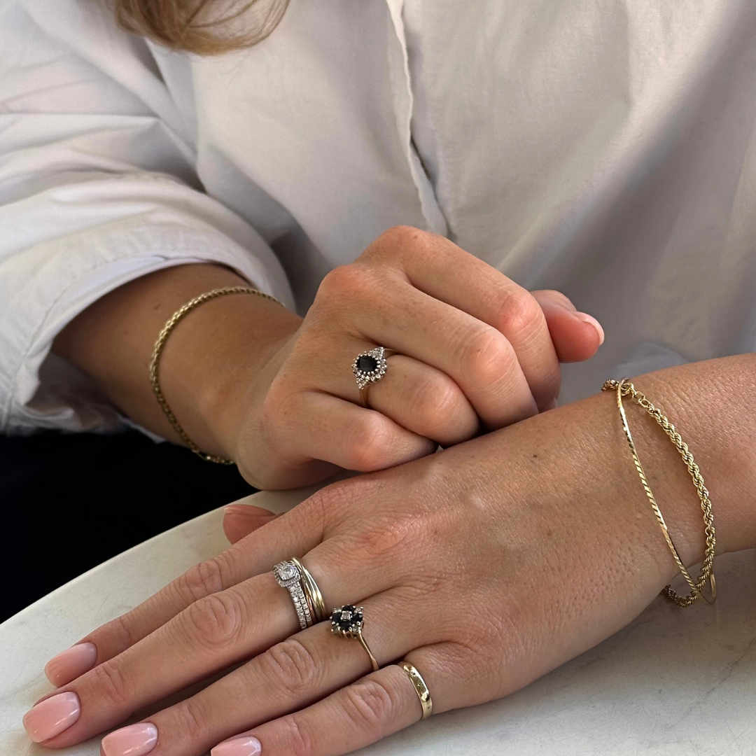 Emilia | Saffier & Diamant Bloem Ring