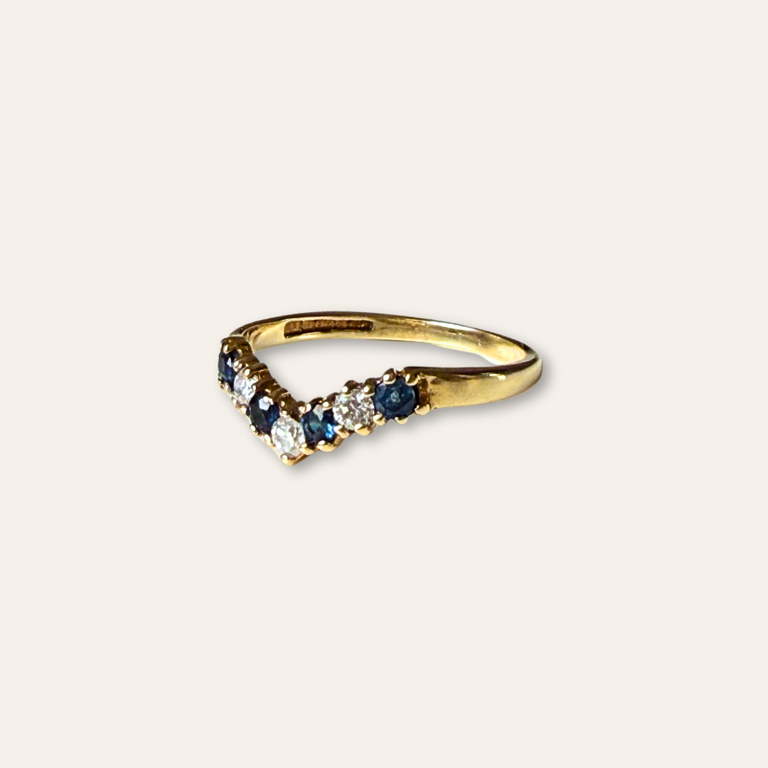 Nora | Saffier & Diamant Wishbone Ring